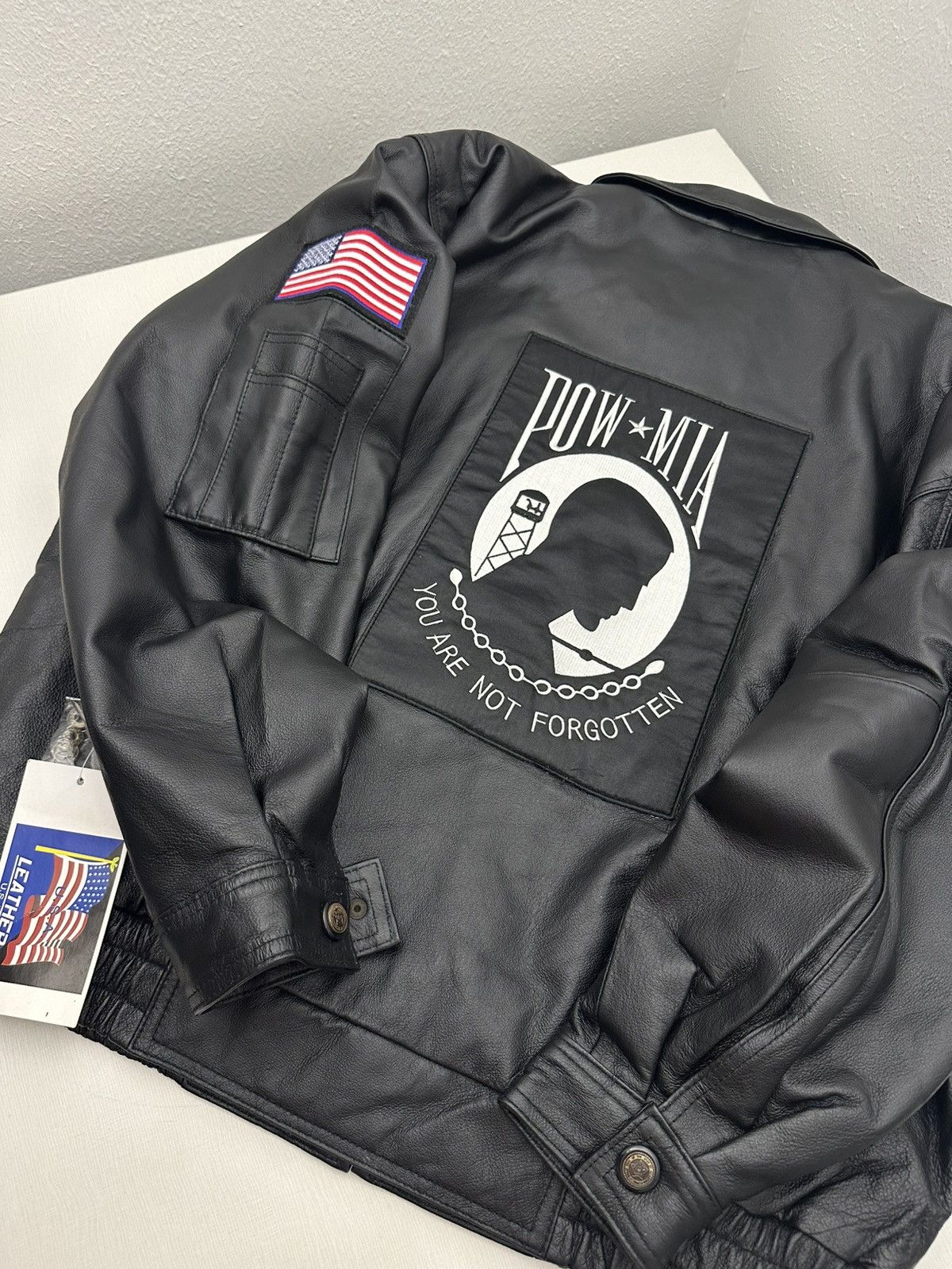 Vintage POW MIA You Are Not Forgotten Leather Jacket Y2K 2005 NWT Size US XL / EU 56 / 4 - 13 Thumbnail