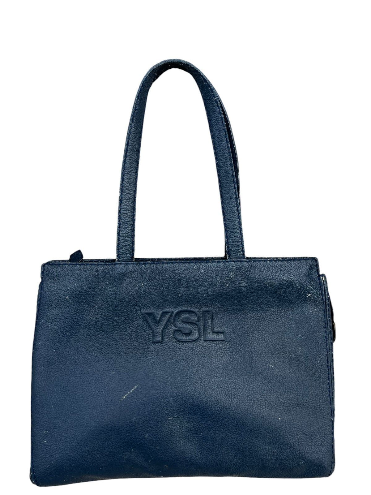 Leather VTG 80s 90s YSL Distress Patina Scratches Leather Tote Bag Size ONE SIZE - 5 Thumbnail