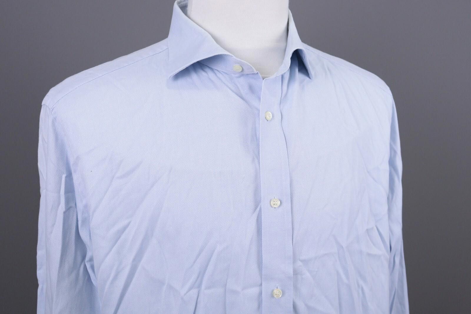 Designer Boggi Milano Blue Luxury Button Down Shirt Size 45 / 18 Size US M / EU 48-50 / 2 - 7 Thumbnail