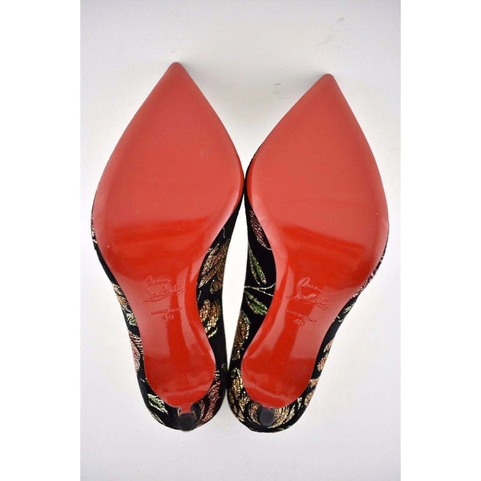Christian Louboutin Christian Louboutin Pigalle Follies 100 Black Velvet Red Size US 10 / IT 40 - 12 Thumbnail