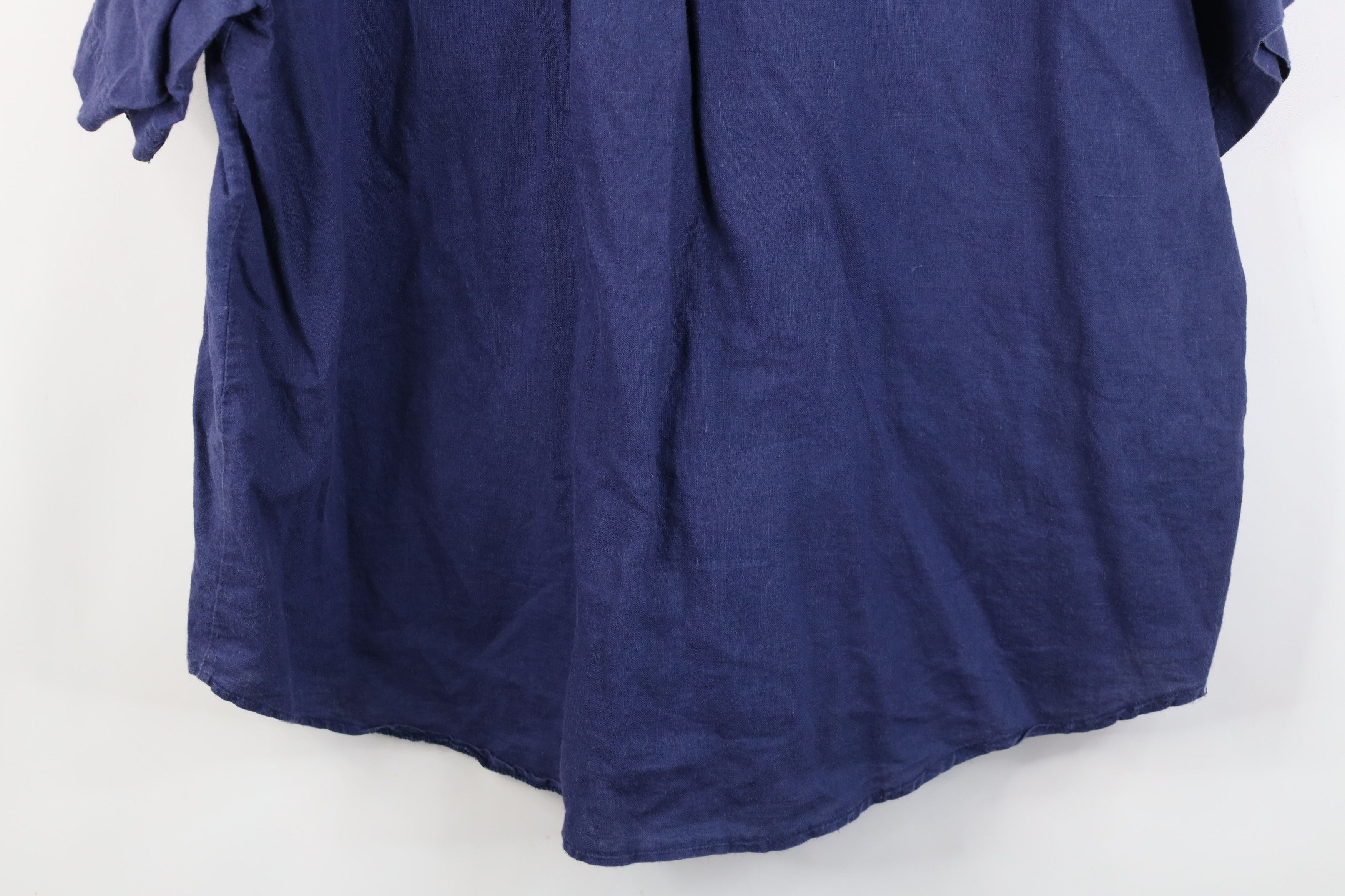 Vintage Vintage 90s Streetwear Baggy Short Sleeve Button Shirt Blue Size XXL / US 16-18 / IT 52-54 - 12 Thumbnail