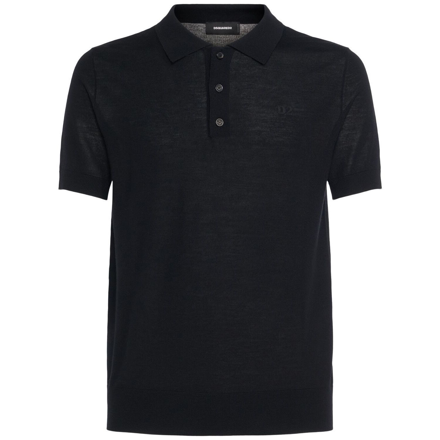 Dsquared2 DSQUARED2 Men's D2 Black Wool Polo Shirt New & Authentic (Me Size US M / EU 48-50 / 2 - 1 Thumbnail