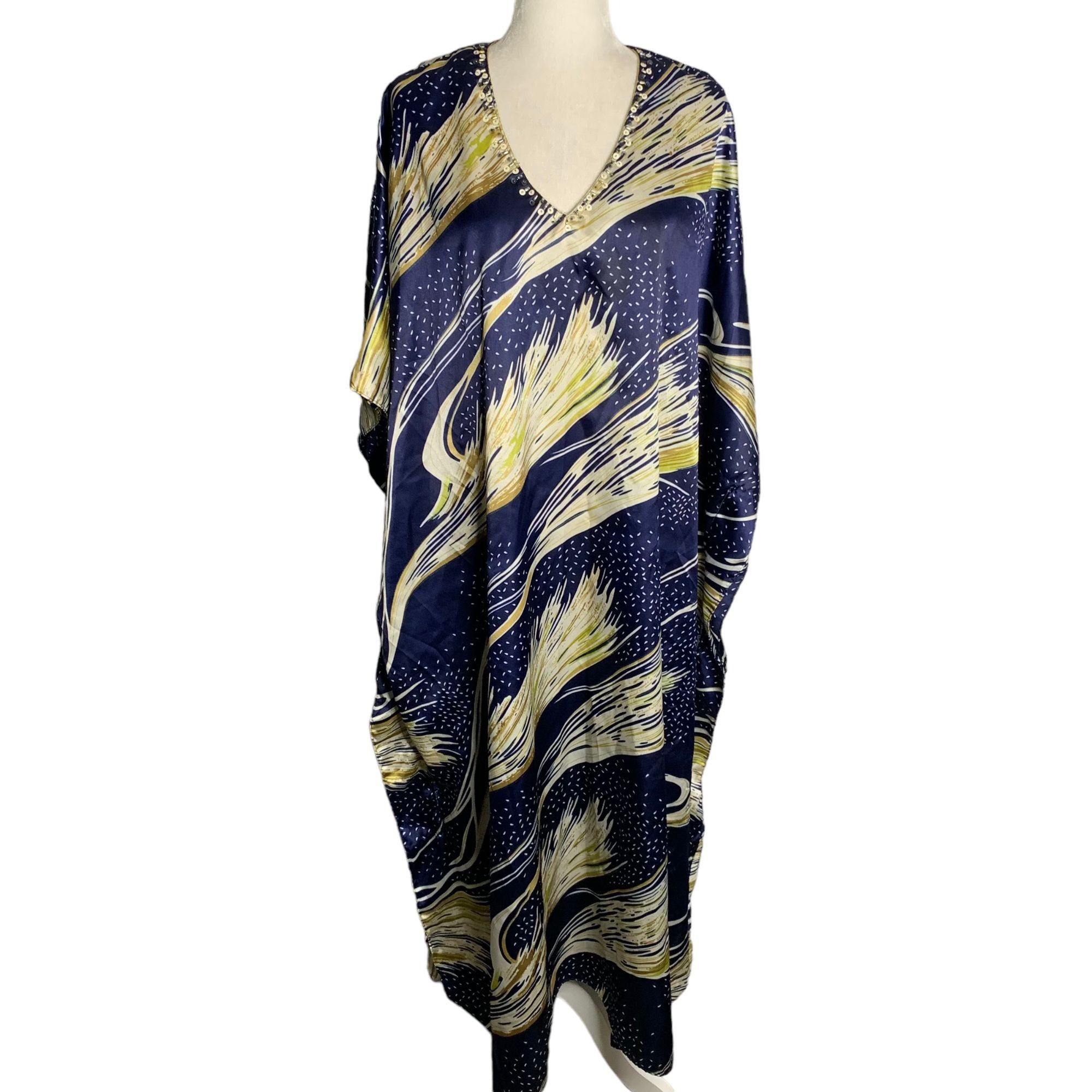 Vintage Vintage Sante Kaftan Caftan MuuMuu Dress One Size Dark Blue ...