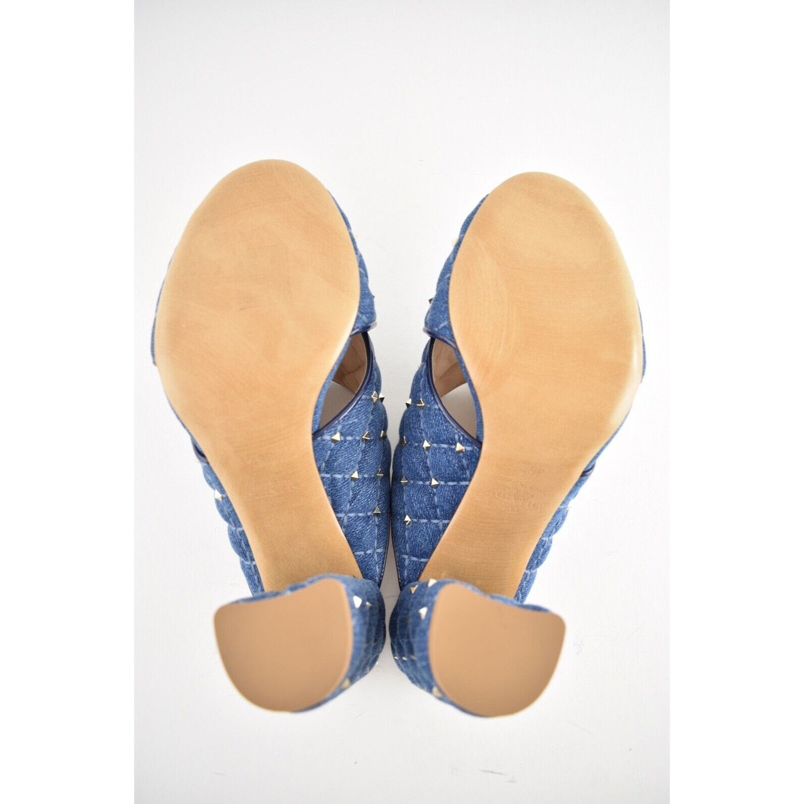 Valentino Valentino Rockstud Spike Denim Blue Mule Stud Backless Size US 6.5 / IT 36.5 - 13 Thumbnail