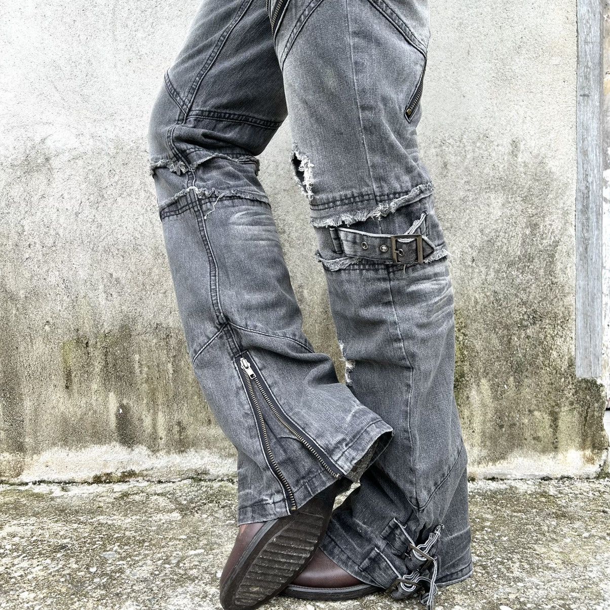 Japanese Brand Black Baccara Multizipper Distressed Bondage Flare Jeans Size US 30 / EU 46 - 10 Thumbnail