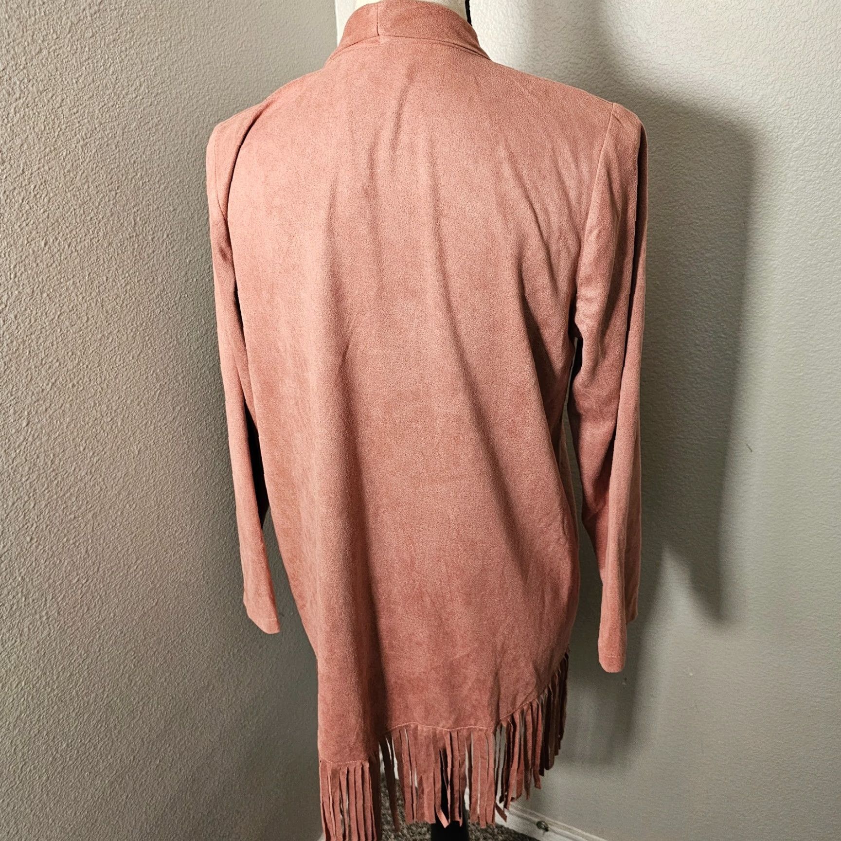 Vintage Lady Noiz Cardigan Open Tunic Long Sleeve Pink Floral Suede NWT Casual Womens Regular Size L (Fall Winter Spring Summer) Tasseled Vintage No Size L / US 10 / IT 46 - 3 Thumbnail