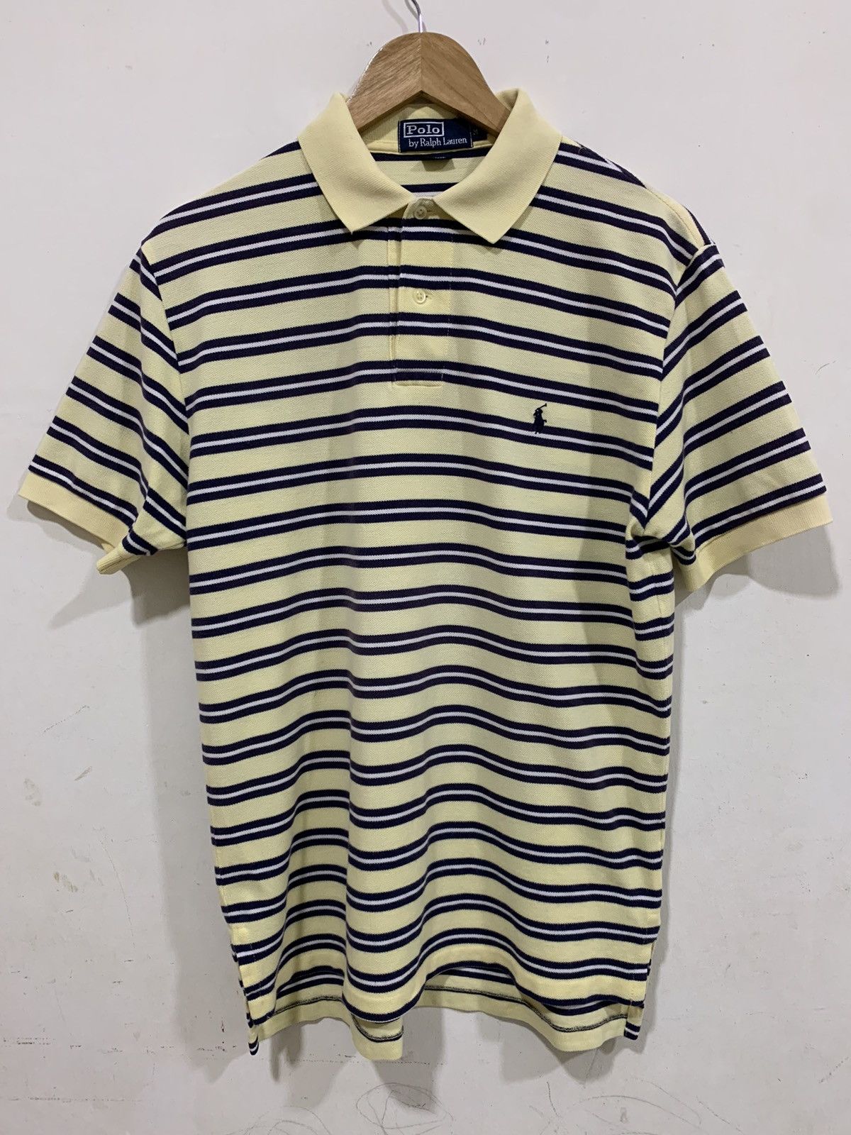 Vintage Polo Ralph Lauren Striped Collared Polo Shirt Yellow