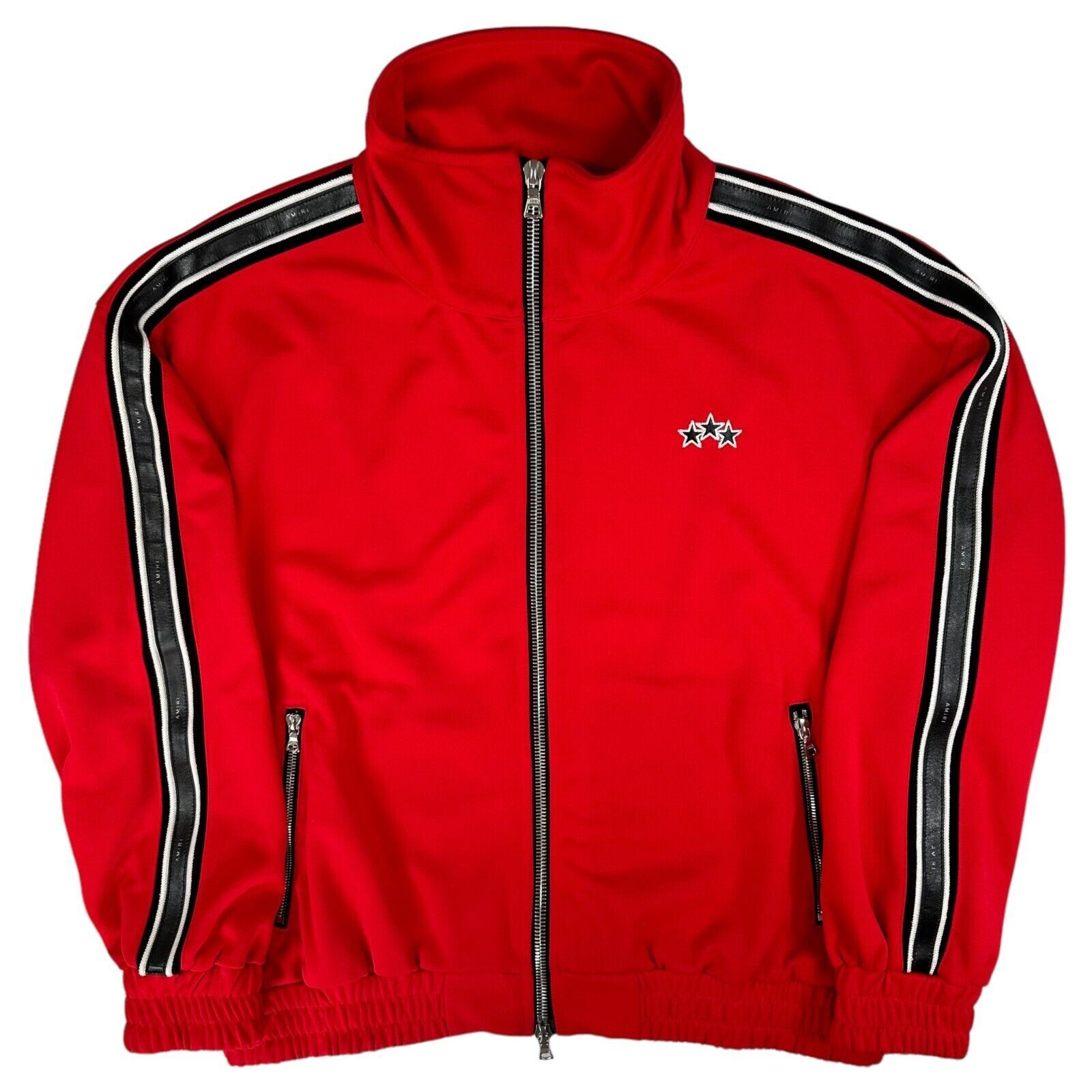 Amiri Amiri Size S Oversized Red Track Jacket Leather Taped Sleeve Size US S / EU 44-46 / 1 - 1 Thumbnail