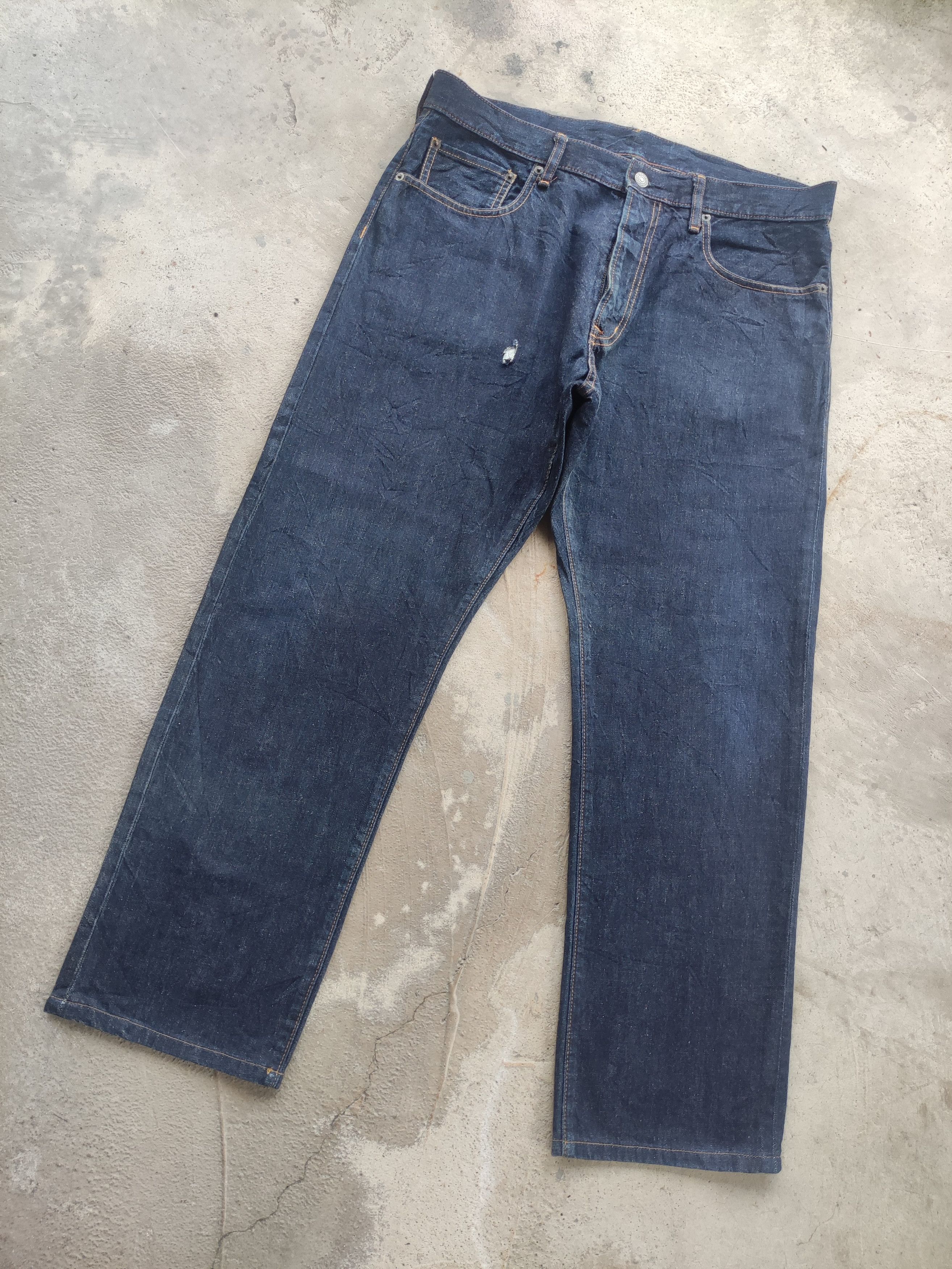 GU Vintage GU Jean Distressed Faded Denim Size US 37 - 2 Thumbnail