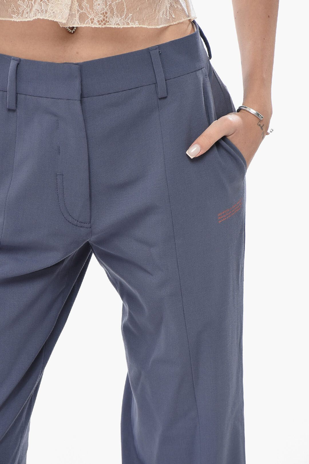 Off-White og1mm0426 Wool-Blend 4-Pocket Pant in Light Blue Size 27" / US 4 / IT 40 - 3 Thumbnail