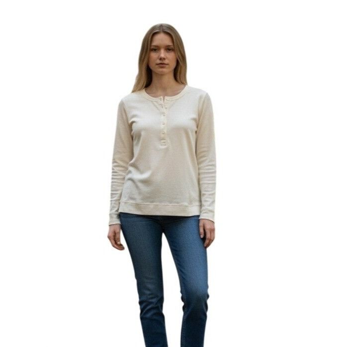 Liz Claiborne Liz Claiborne Women’s faux-Henley Tee, Crema, Size M Size S / US 4 / IT 40 - 1 Thumbnail