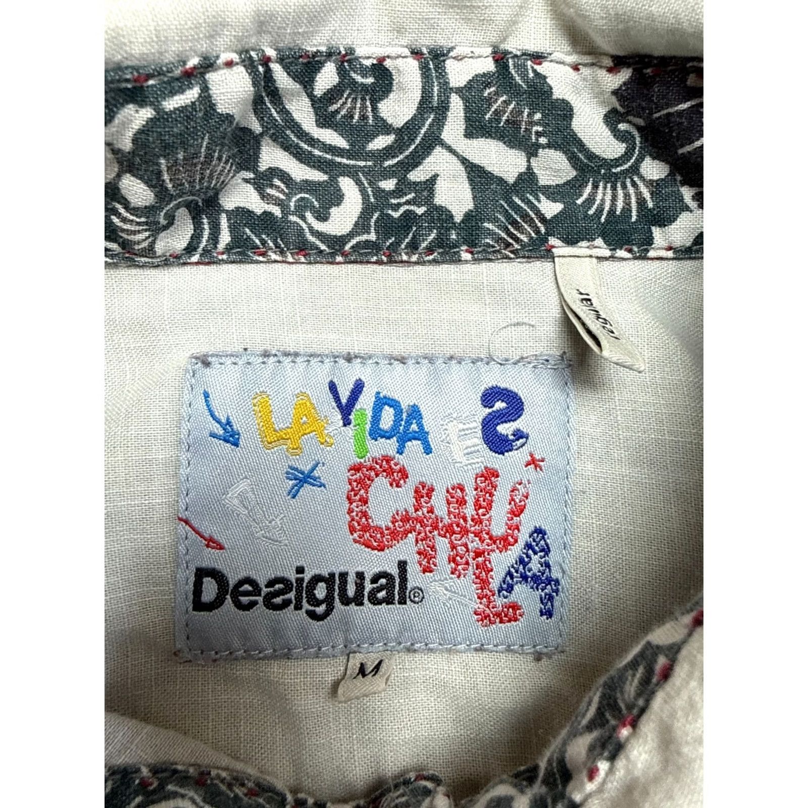 Desigual Desigual Button-Up Shirt Mens Gray Size M Casual Cotton Knit Button Front Short Sleeve Vintage No Size US M / EU 48-50 / 2 - 2 Thumbnail