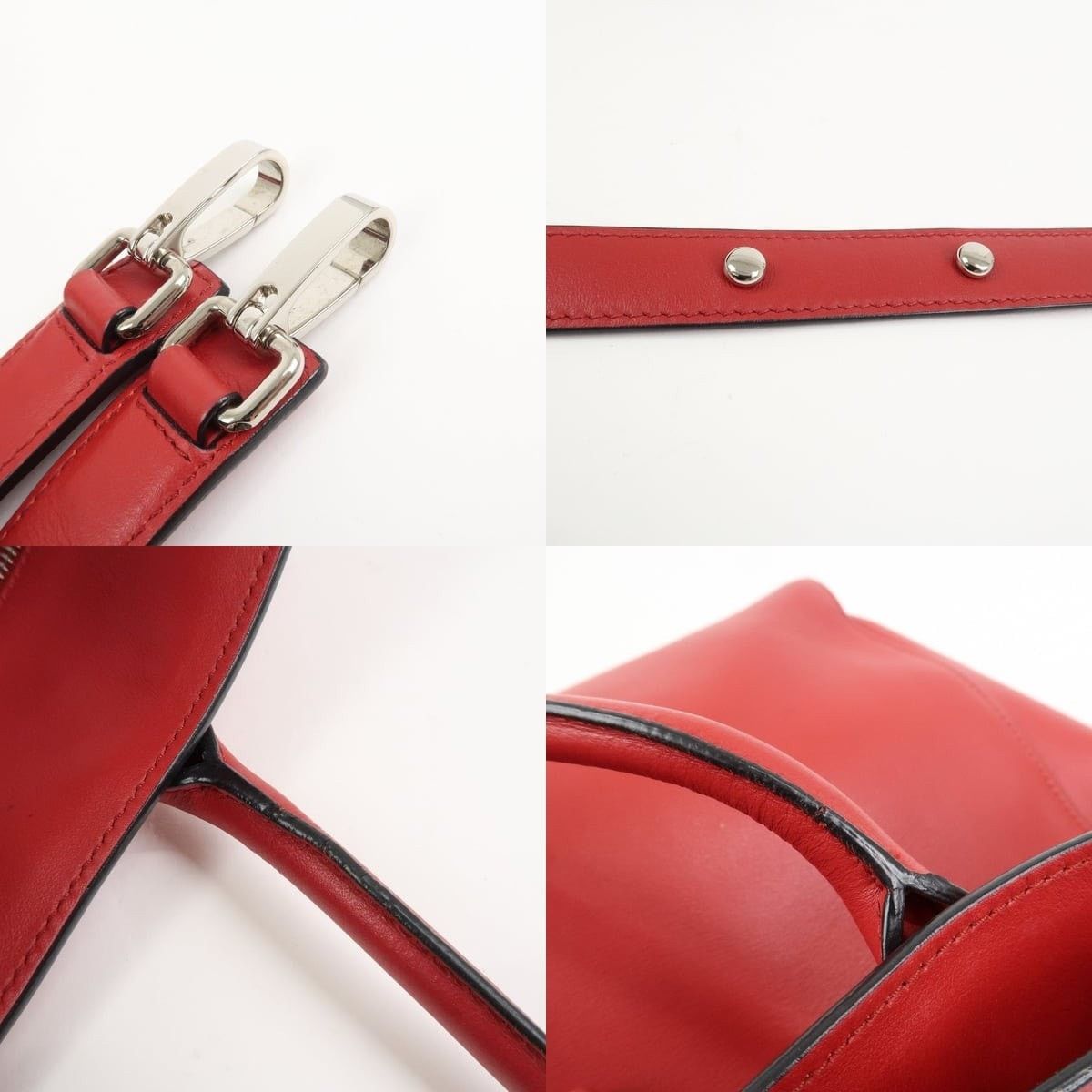 Prada Prada Logo Calfskin Tote Red Size ONE SIZE - 4 Thumbnail