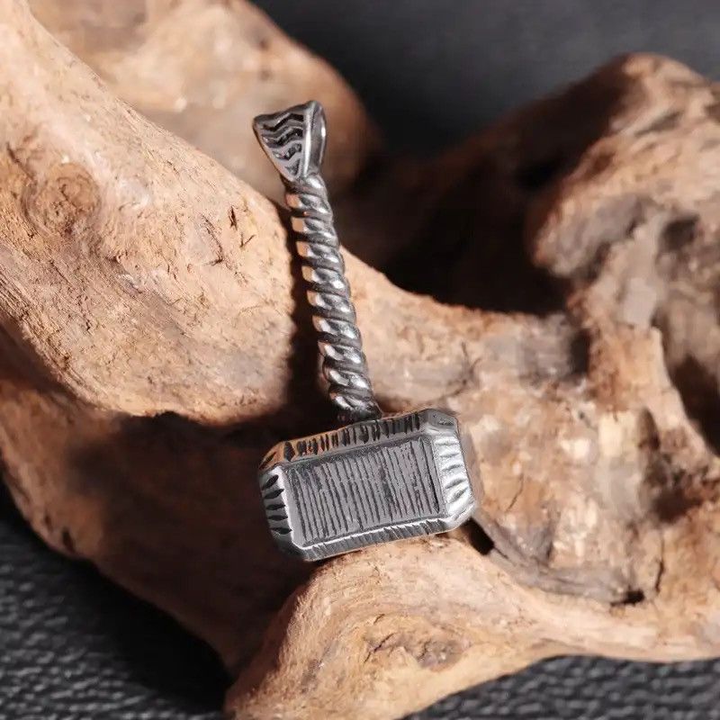 Jewelry × Vintage Thor\\\'s Hammer Stainless Steel Pendant Necklace Size ONE SIZE - 3 Thumbnail