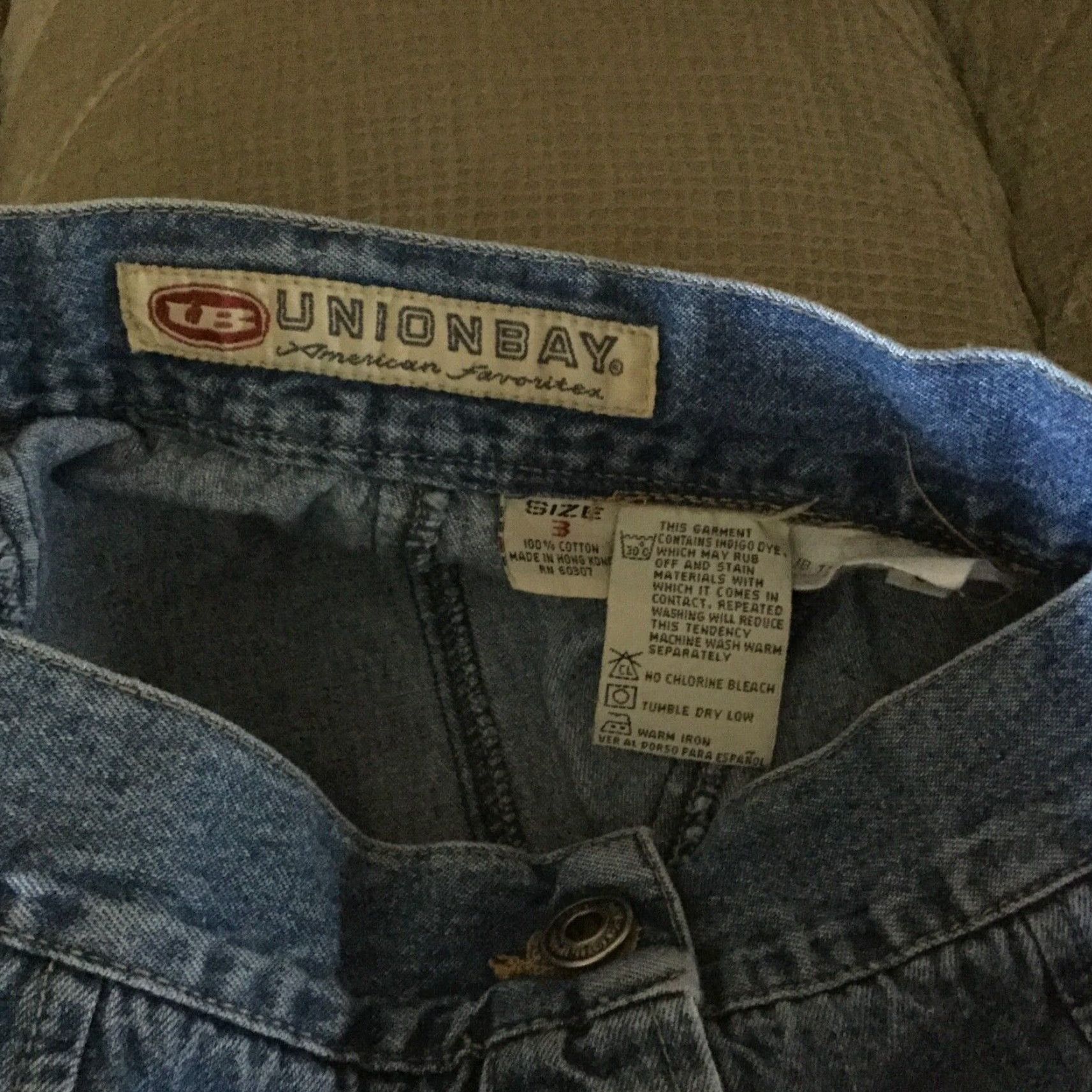 Vintage VINTAGE UNIONBAY Denim Mini Skirt Juniors Size 3 A-Line Blue 90s Womens Size 26" / US 2 / IT 38 - 4 Thumbnail