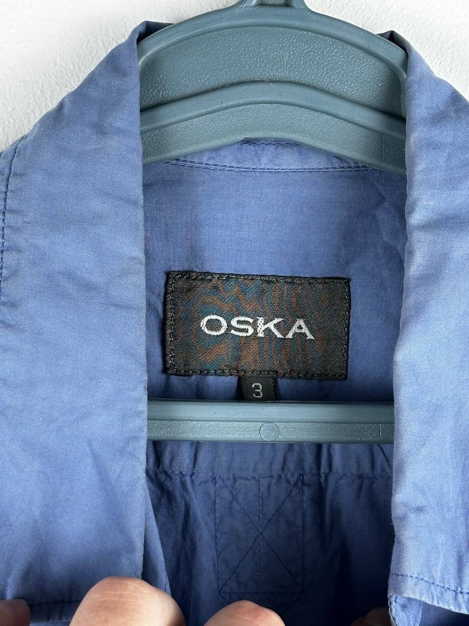 Designer OSKA Luxury Short Sleeve Shirt Blue Size US L / EU 52-54 / 3 - 6 Thumbnail