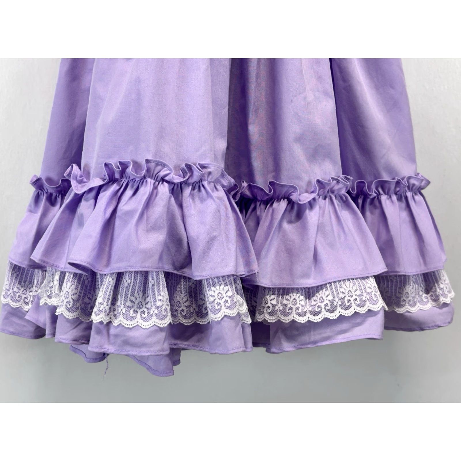 Vintage VINTAGE LILO Of California Dress Girls Size 8 White Purple Circle 1980s Pageant Size ONE SIZE - 4 Thumbnail
