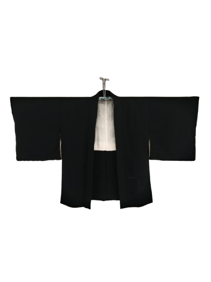 Japanese Brand Vintage Black Haori Kimono Flower Motif Size ONE SIZE - 2 Thumbnail