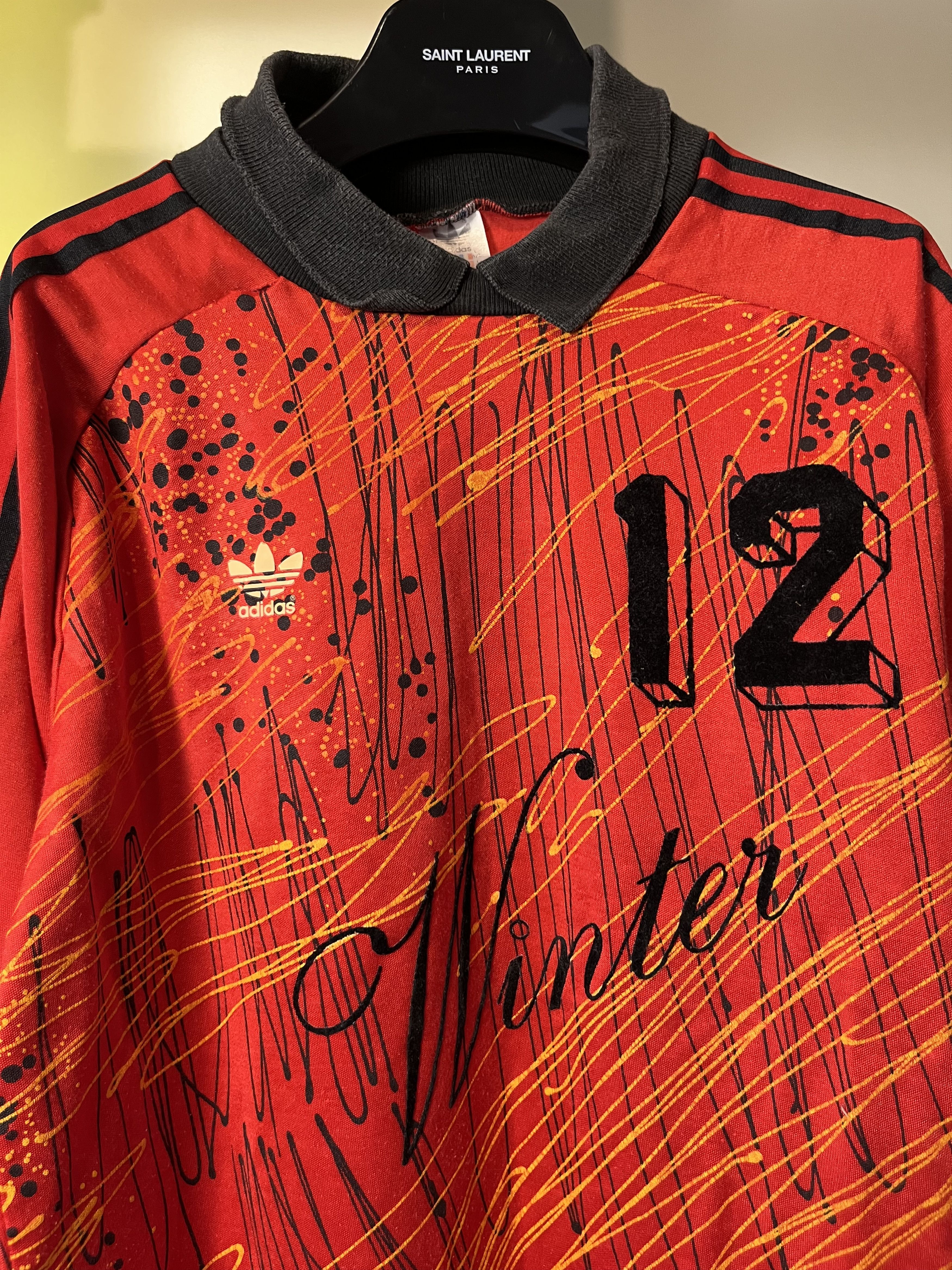 Vintage 1990 Adidas Goalkeeper Jersey Red Paint Splatter Padded Size US L / EU 52-54 / 3 - 2 Thumbnail