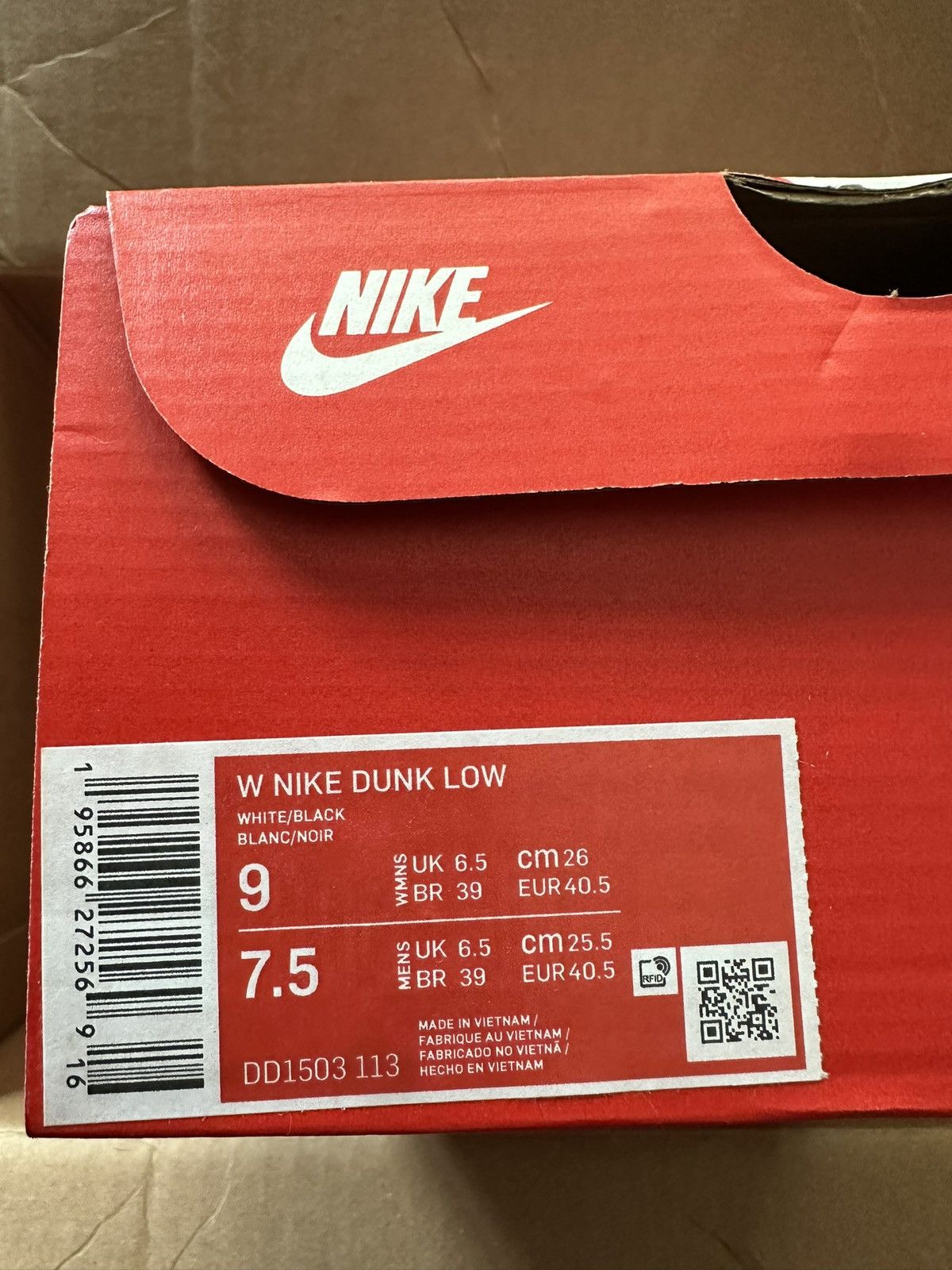 Nike Nike Dunk Low White Black Size US 7.5 / EU 40-41 - 7 Thumbnail