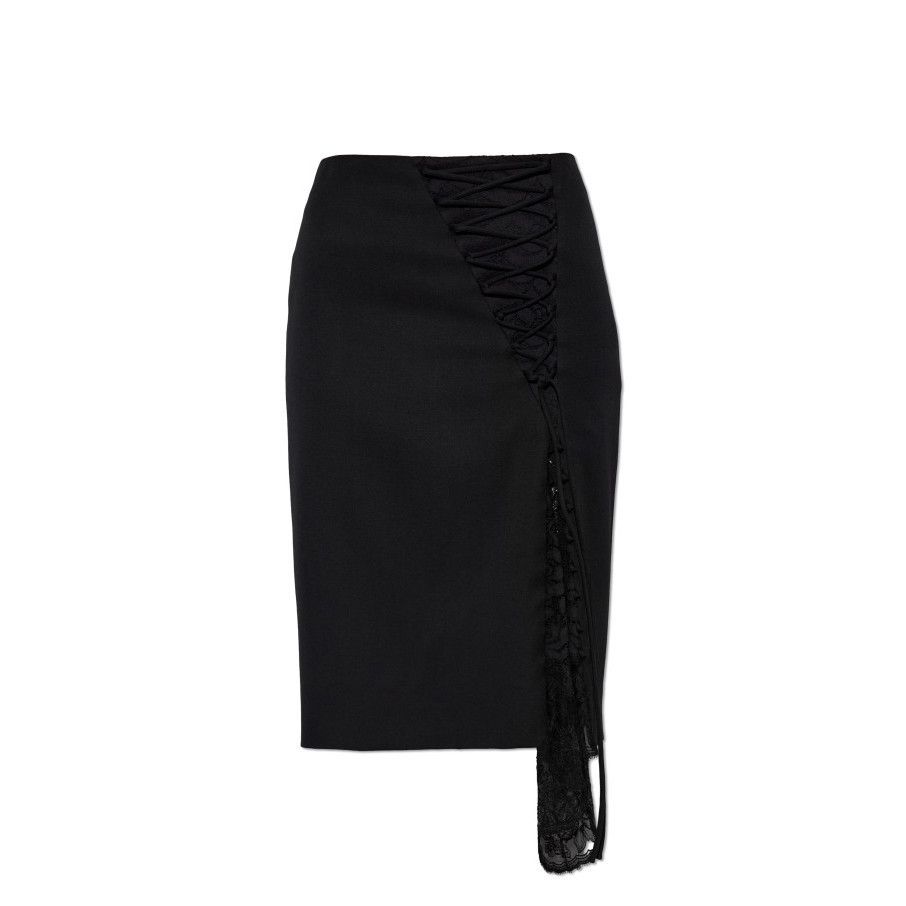 Alexander McQueen ALEXANDER MCQUEEN Black Lace Insert Skirt New & Authentic (W Size 27" / US 4 / IT 40 - 1 Preview