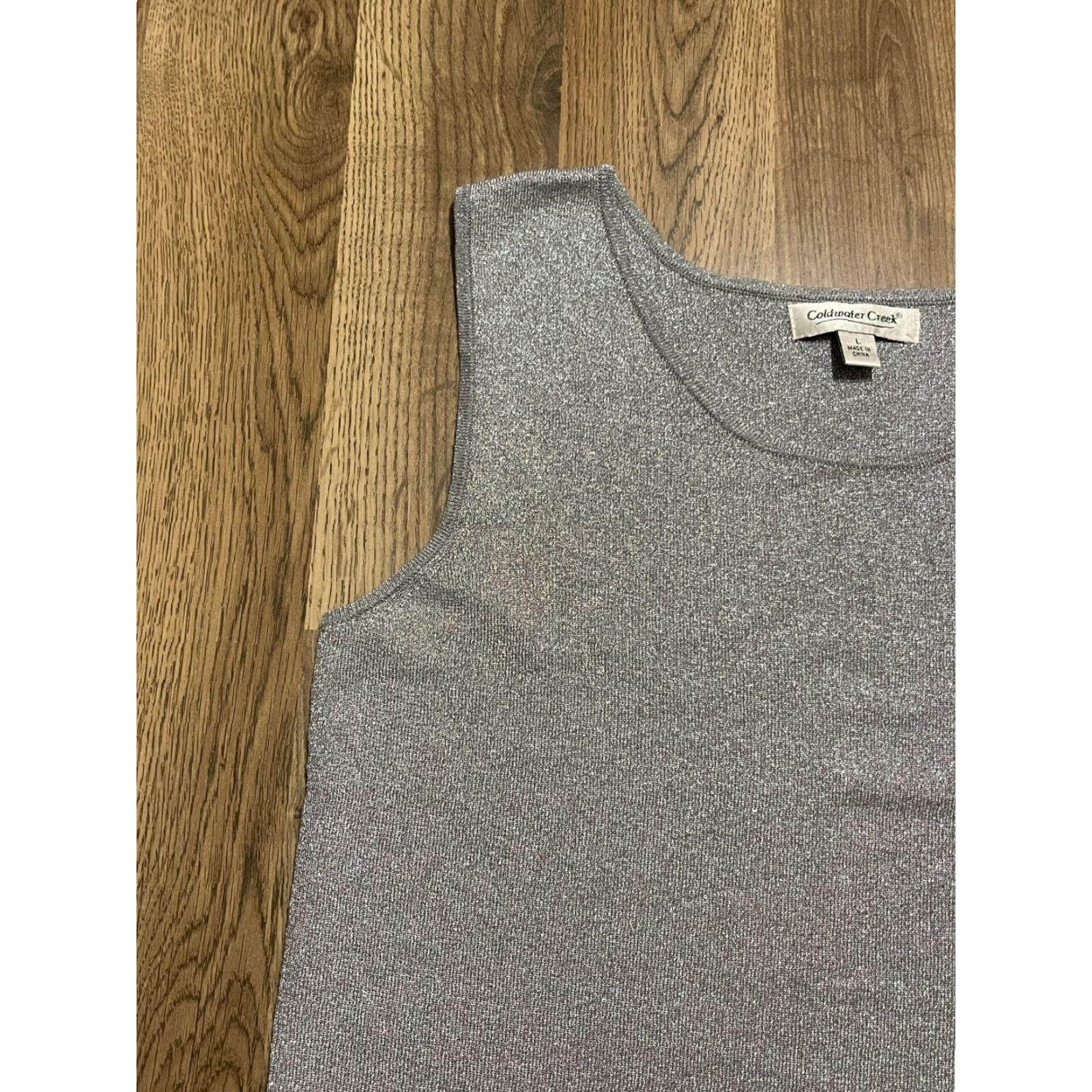 Coldwater Creek Coldwater Creek Tank Top Women's Large Gray Sleeveless Round Neck Basic Casual Size L / US 10 / IT 46 - 3 Thumbnail