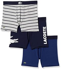 Lacoste mens Casual Classic 3 Pack Cotton Stretch Boxer Briefs