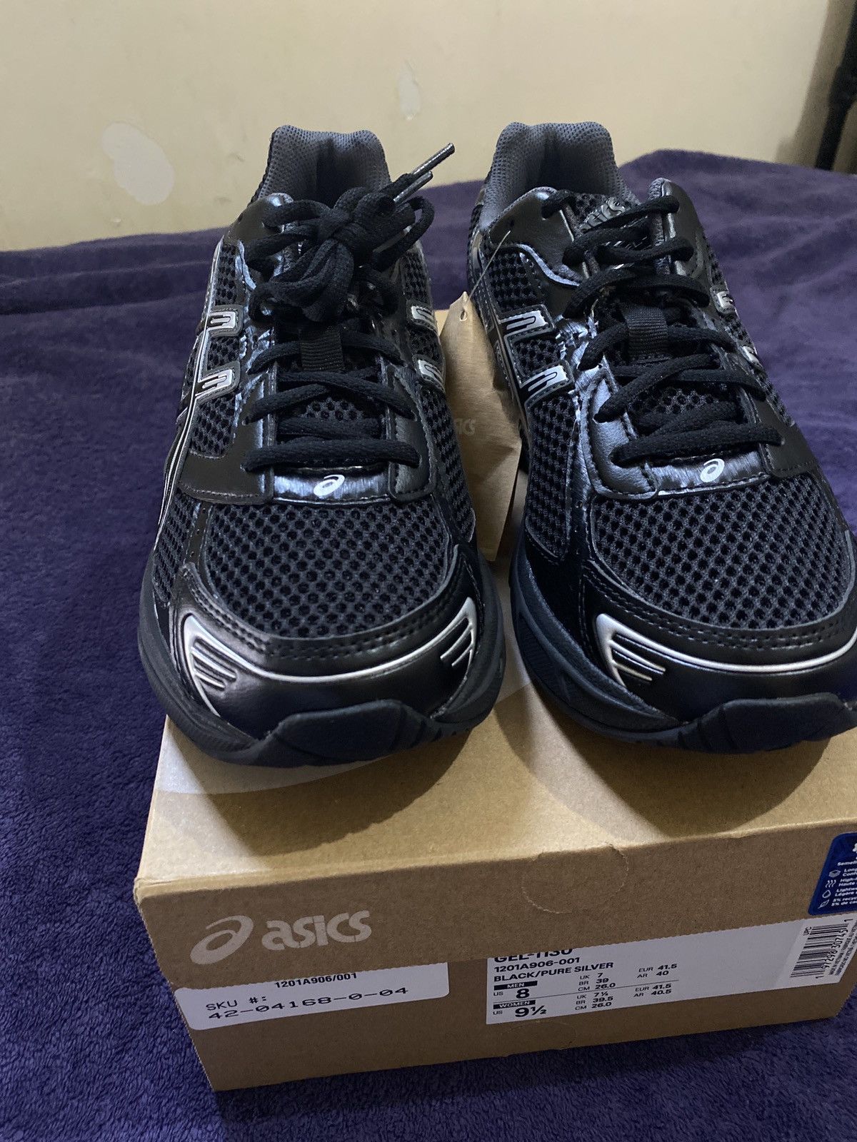 Asics ASICS Gel-1130 Black Pure Silver Size US 8 / EU 41 - 5 Thumbnail