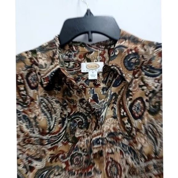 Talbots VTG Talbots Silk Long Sleeve Paisley Button Up Top Brown Size 6 Petite Womens Size M / US 6-8 / IT 42-44 - 2 Thumbnail