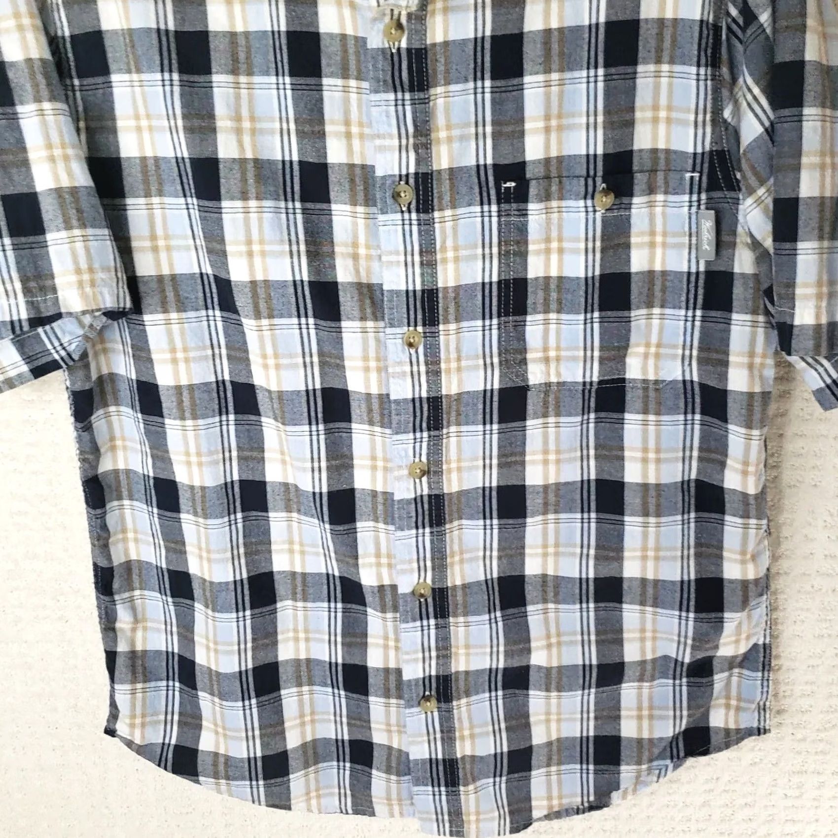 Vintage Woolrich Button-Up Shirt Mens M Blue White Plaid Short Sleeve Pocket Cotton Size US M / EU 48-50 / 2 - 3 Thumbnail