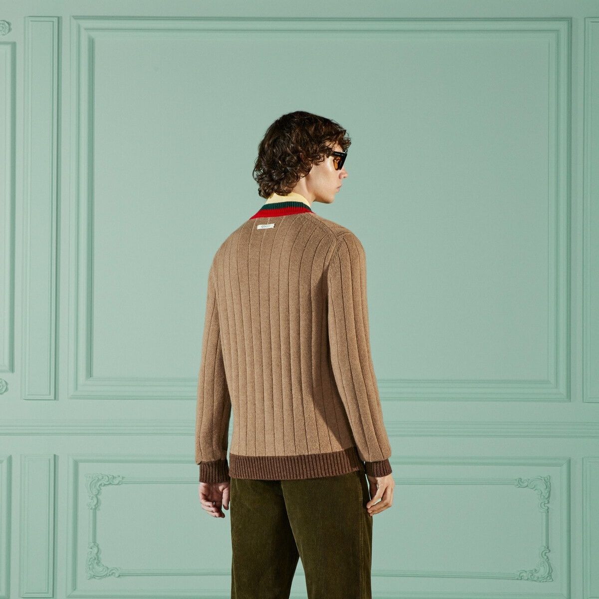 Gucci o1s1wg110925 Rib Knit Camel Cardigan With Web in Multicolor Size US XL / EU 56 / 4 - 6 Thumbnail