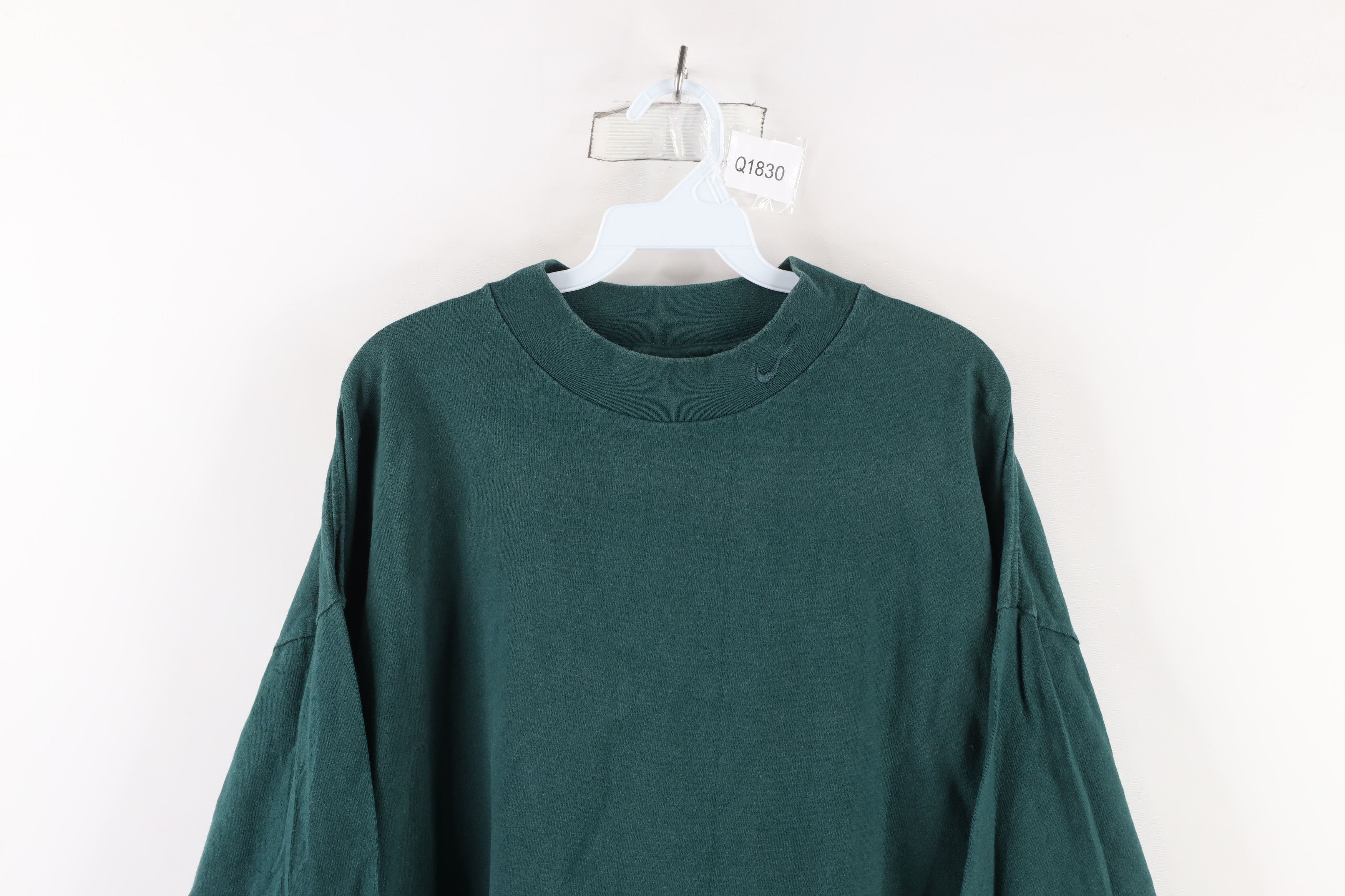 Nike × Vintage Vintage 90s Nike Swoosh Heavyweight Mock Neck T-Shirt USA Size US XXL / EU 58 / 5 - 2 Thumbnail