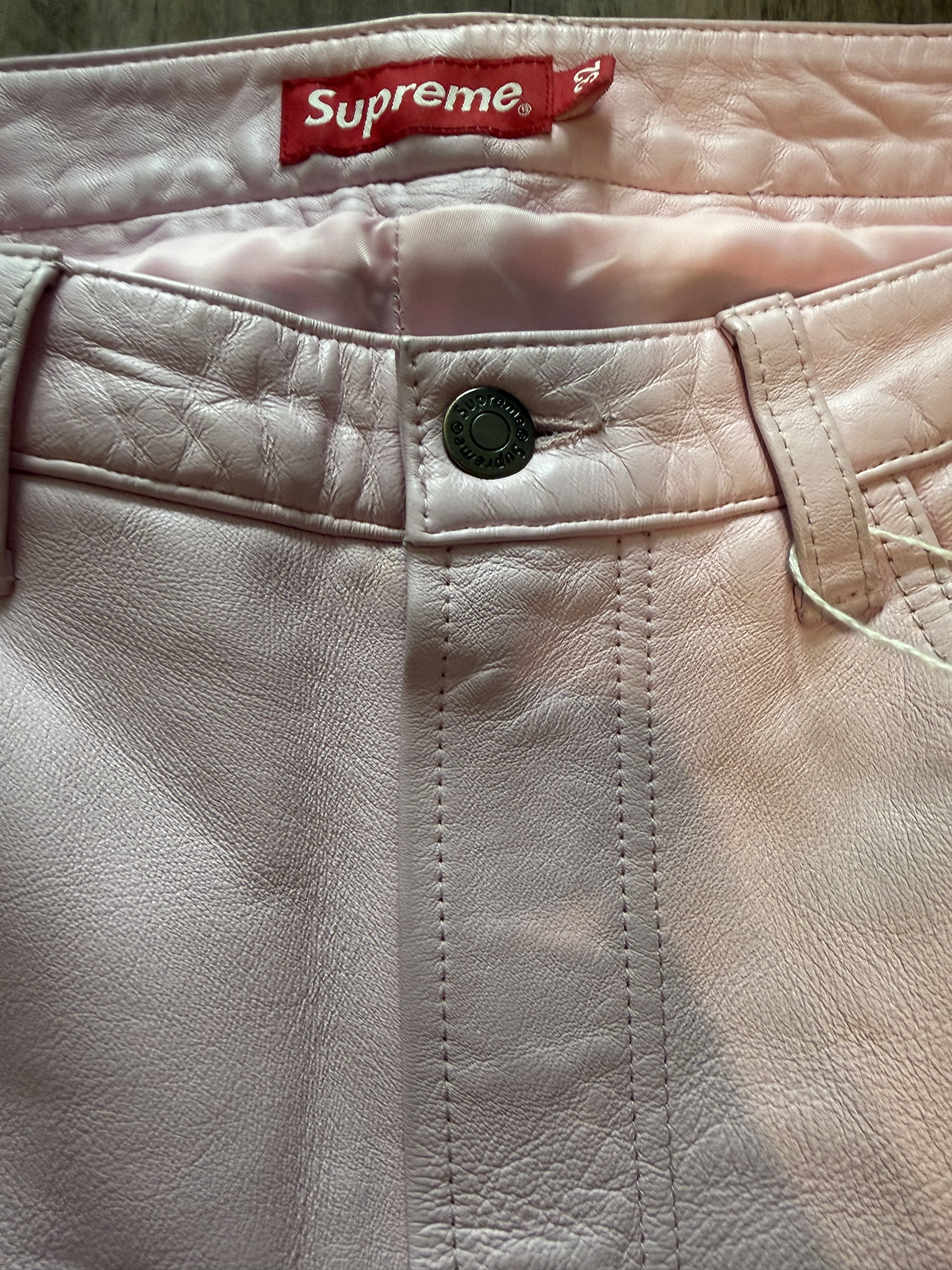 Supreme Supreme Leather 5-Pocket Jean Pink Size US 32 / EU 48 - 3 Thumbnail