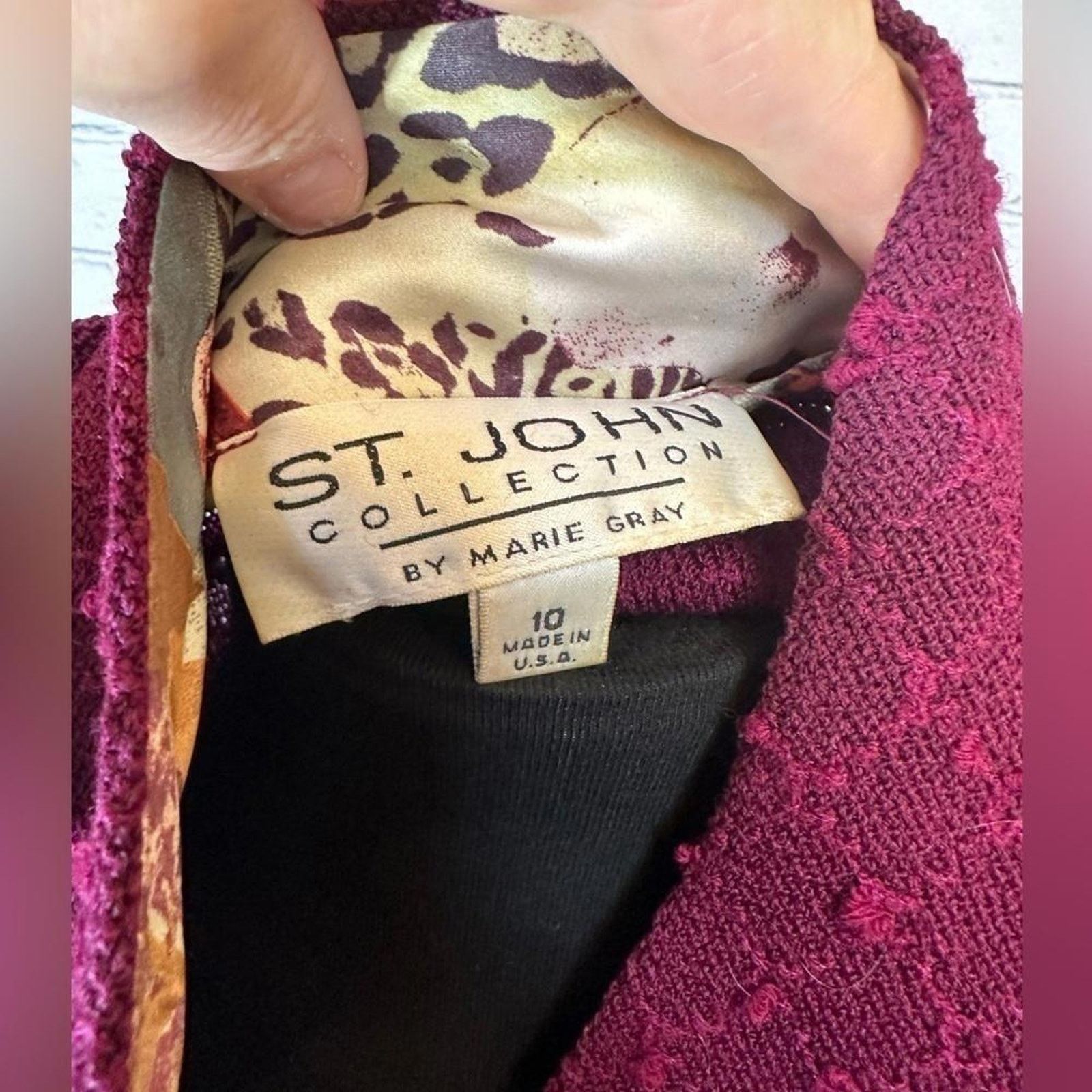 St. John St John Knit Vintage Elegant Long Coat with Floral Collar Size L / US 10 / IT 46 - 6 Thumbnail