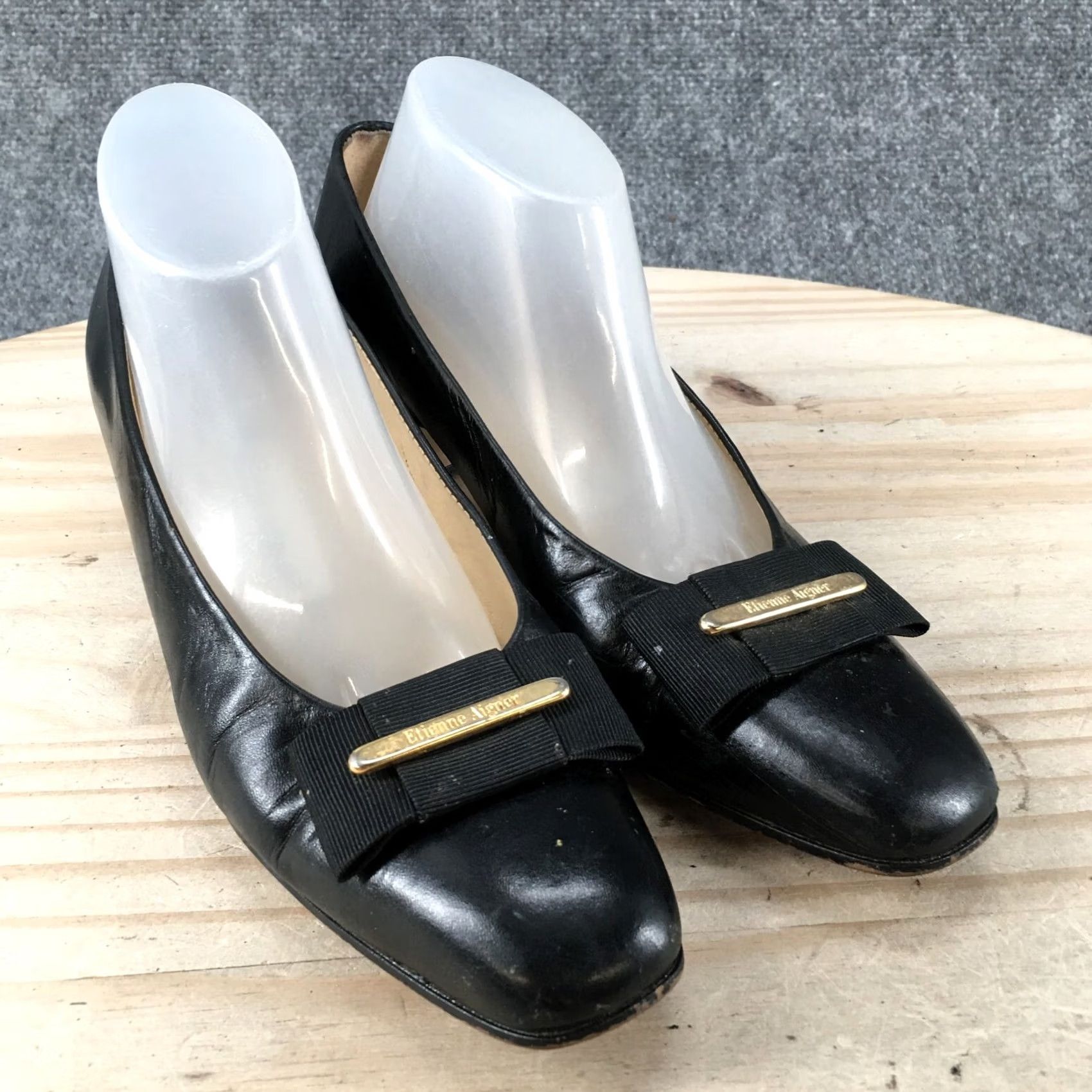 Aigner Aigner Pumps Womens Black Savannah Slip On Leather Comfort Casual Size US 7 / IT 37 - 3 Thumbnail