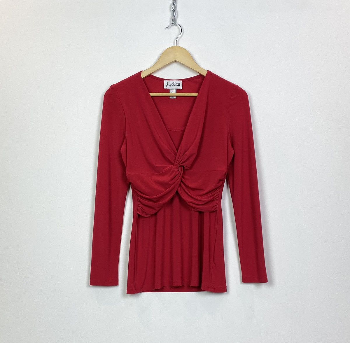 Joseph Ribkoff Vintage Joseph Ribkoff Blouse Long Sleeve V-Neck Red 90’s Size M / US 6-8 / IT 42-44 - 1 Thumbnail