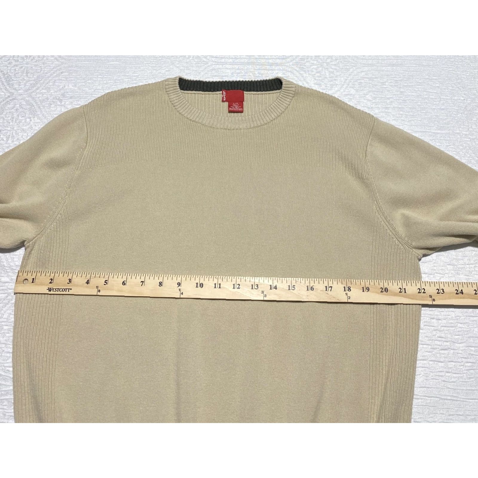 Levi's Levi's Crewneck Knit Sweater Pullover Mens Large Beige Cotton Knit Ribbed Hem Cuffs Size US L / EU 52-54 / 3 - 6 Thumbnail