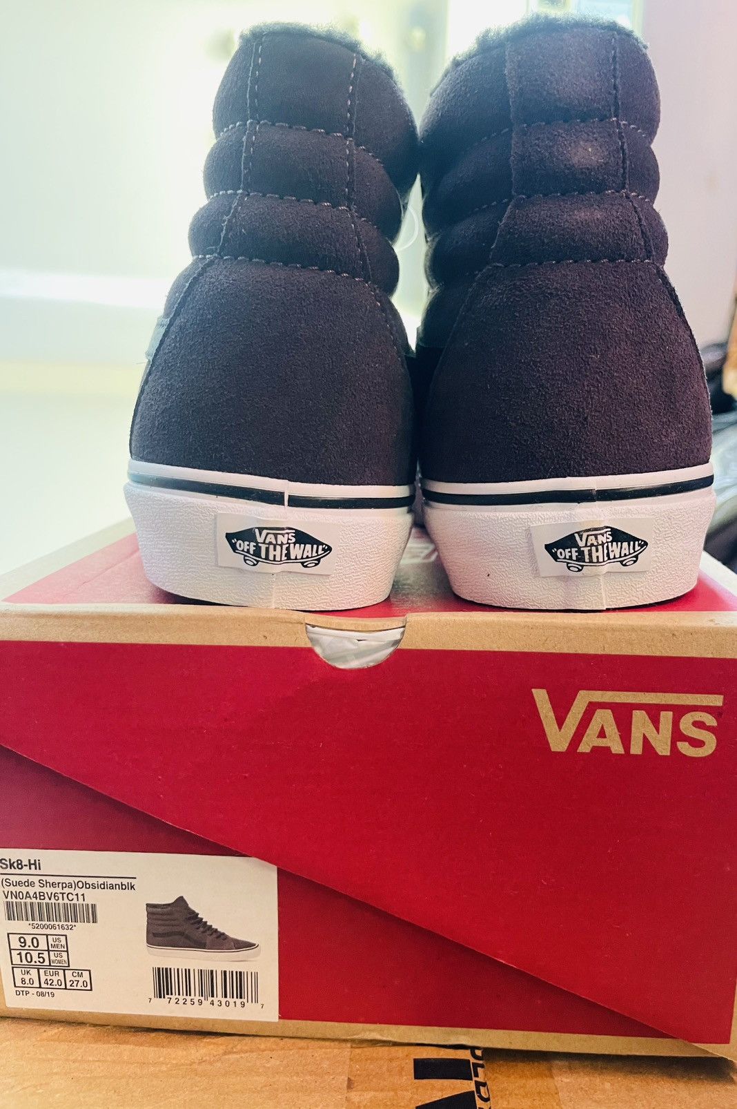 Vans VANS Mens Shoes Suede Sherpa Sk8-Hi, grey black, UK10 Size US 11 / EU 44 - 4 Thumbnail