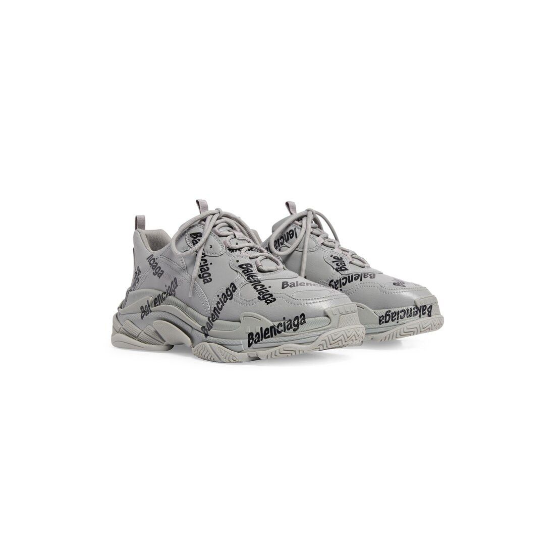 Balenciaga o1mt1gz0924 Triple S Logotype Sneaker in Grey/Black Size US 13 / EU 46 - 2 Thumbnail