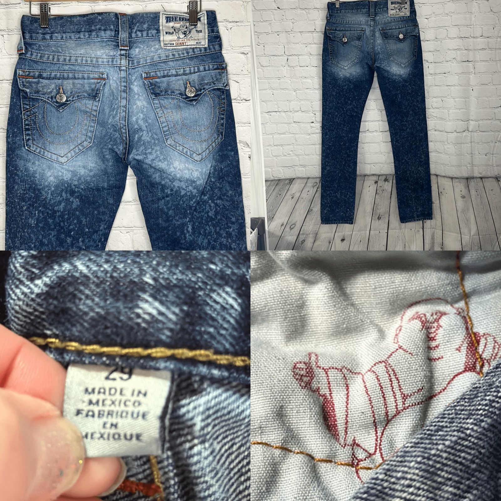 True Religion VINTAGE? Actually not vintage. Title: True Religion World Tour Skinny Jeans Men 29 Blue Acid Wash Distressed 33 Inseam Size US 29 - 8 Thumbnail