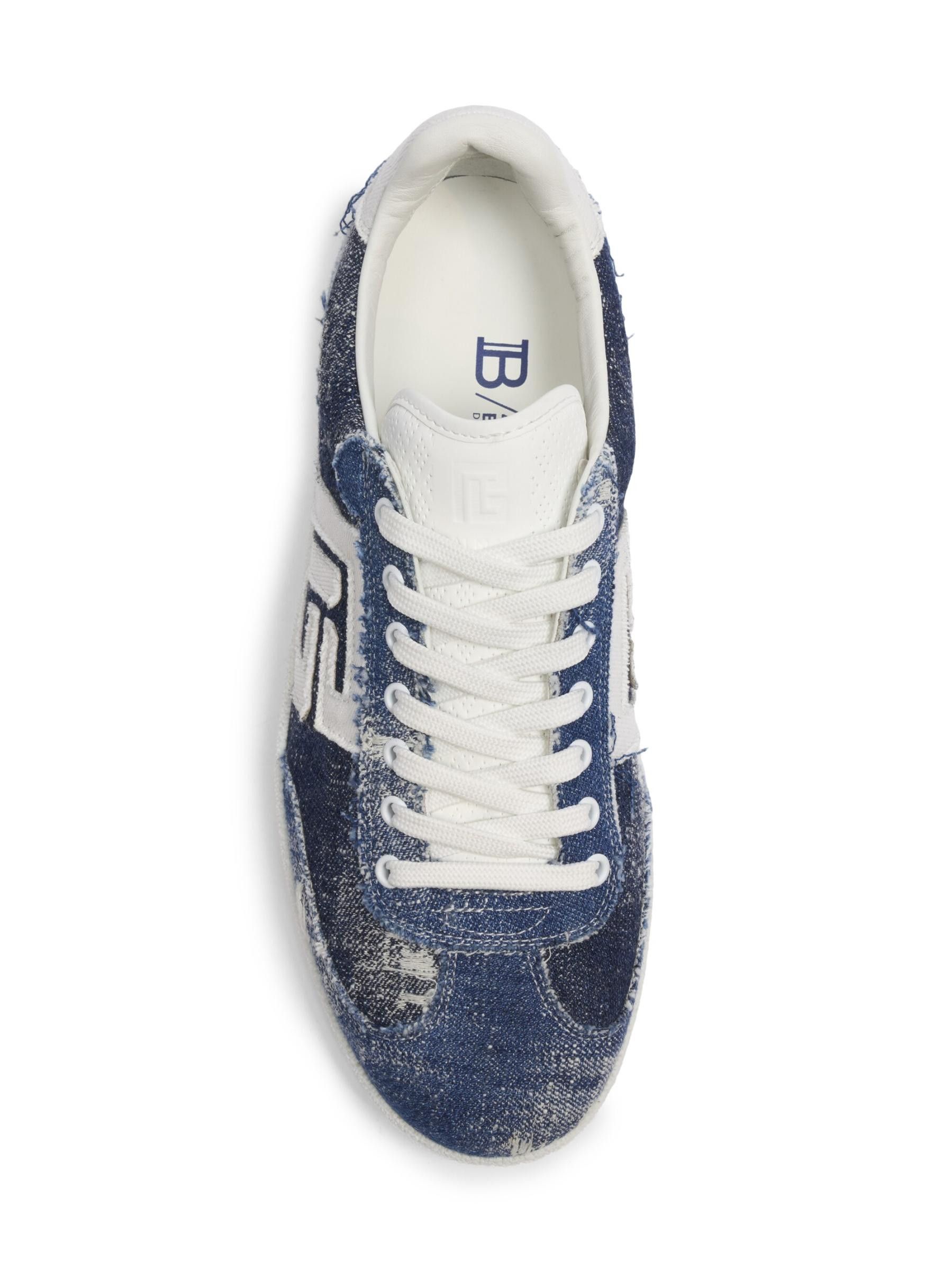 Balmain o1s1wg110925 Swan Destroyed Denim Sneakers in Blue Size US 7 / IT 37 - 4 Thumbnail