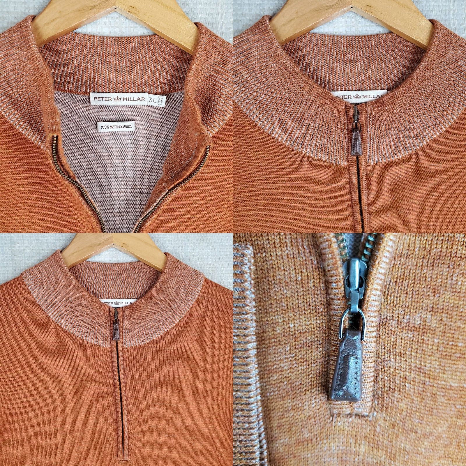 Peter Millar Peter Millar 100% Extrafine Merino Wool 1/4 Zip Sweater XL Pullover Burnt Orange Golf Mens Size US XL / EU 56 / 4 - 9 Thumbnail