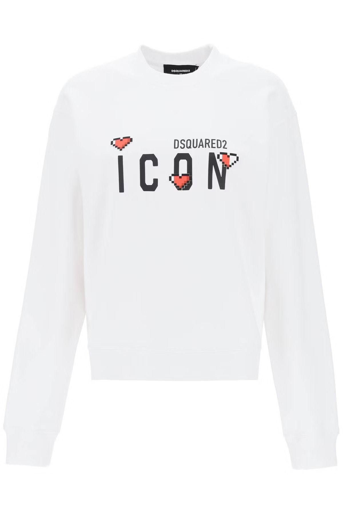 image of Dsquared2 O1S22I1N0424 Icon Crewneck Sweatshirt In White, Women's (Size XS)