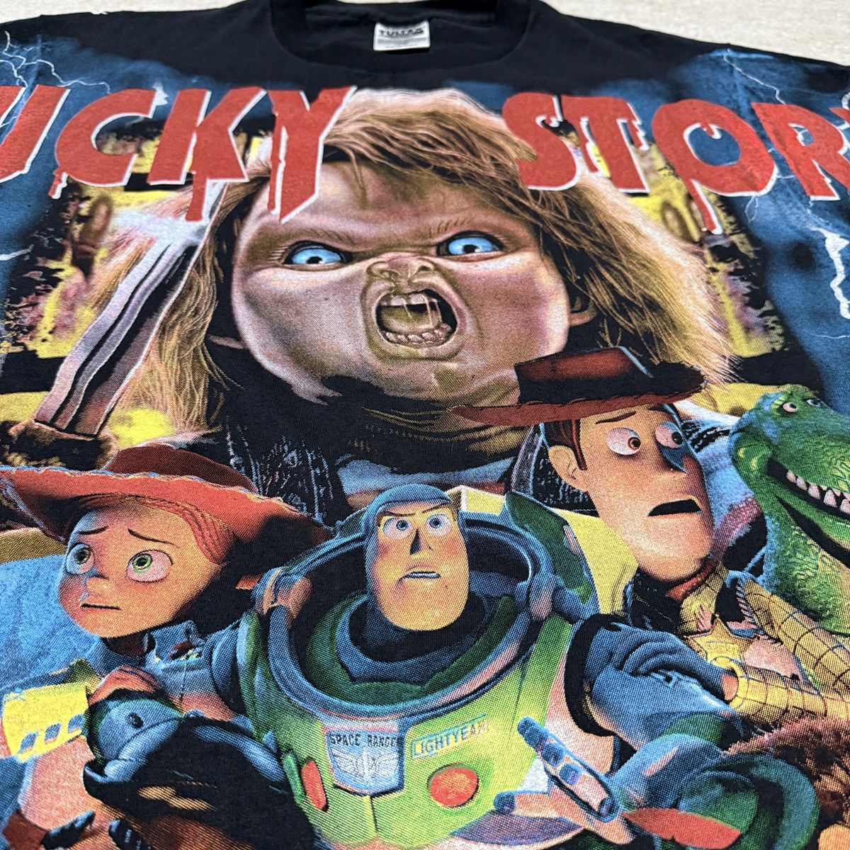 Tultex Vintage Style Chucky X Toy Story T-shirt Horror All Over AOP Size US L / EU 52-54 / 3 - 3 Thumbnail