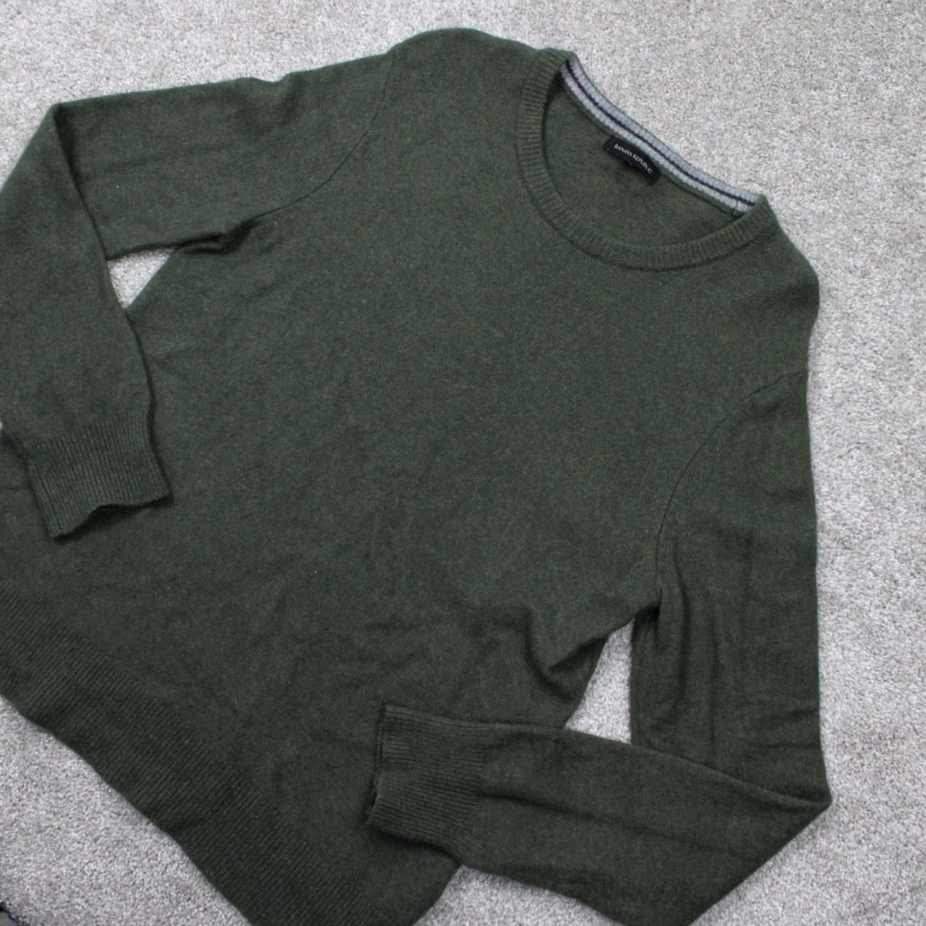 Banana Republic Banana Republic Sweater Mens XL Green Wool Merino L/S Pullover Size US XL / EU 56 / 4 - 3 Thumbnail