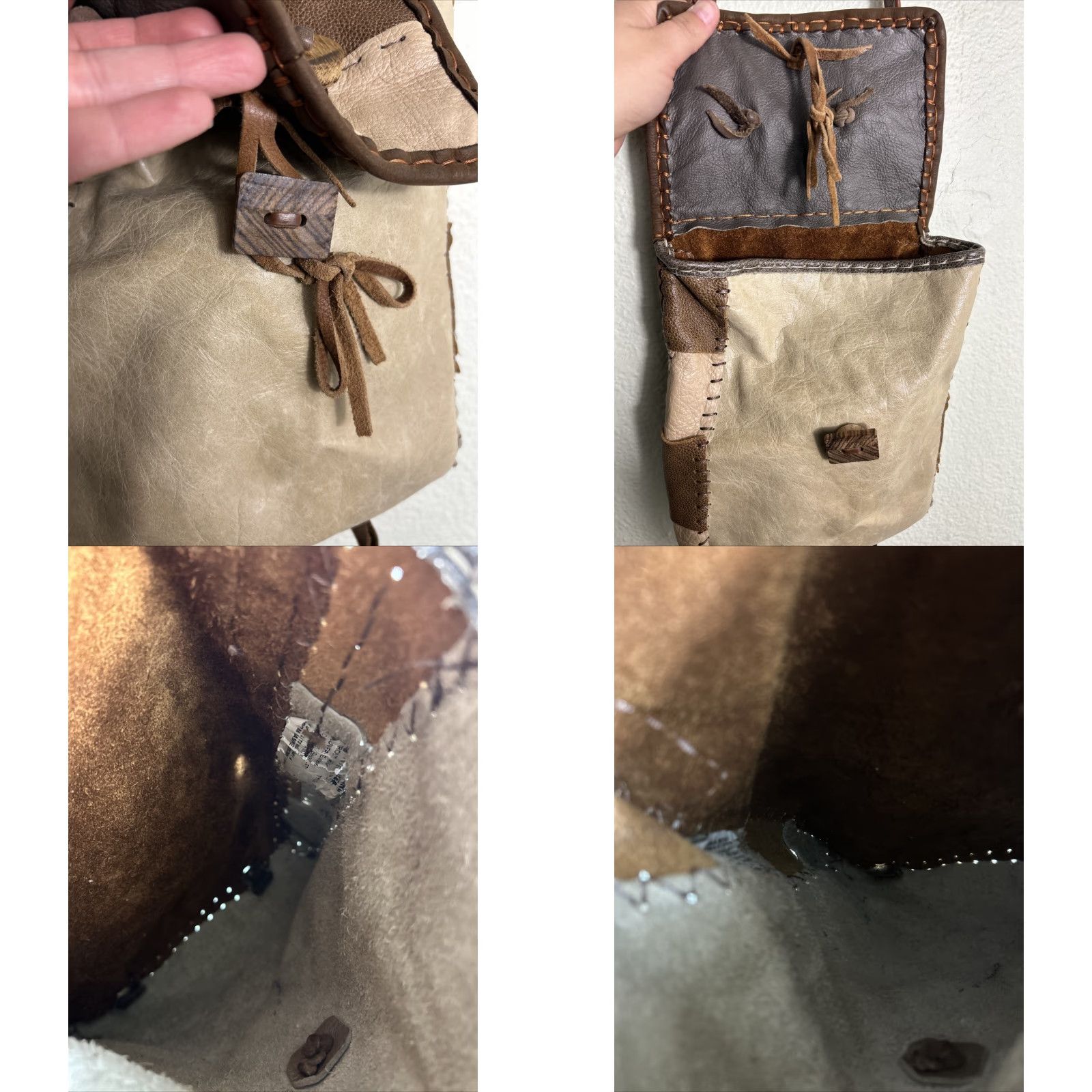 Vintage VINTAGE Arizona Leather Interiors Crossbody Bag Small Beige Brown Patchwork Womens Size ONE SIZE - 9 Thumbnail