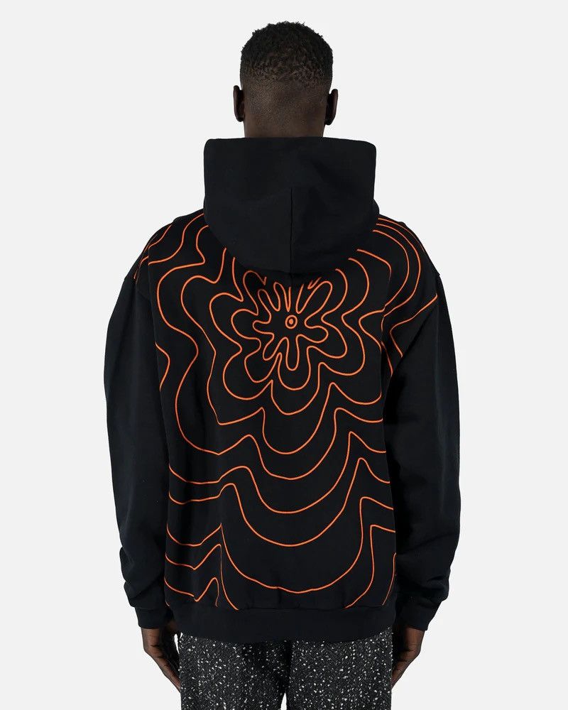 Vibrating Flower Motif Hoodie in Black