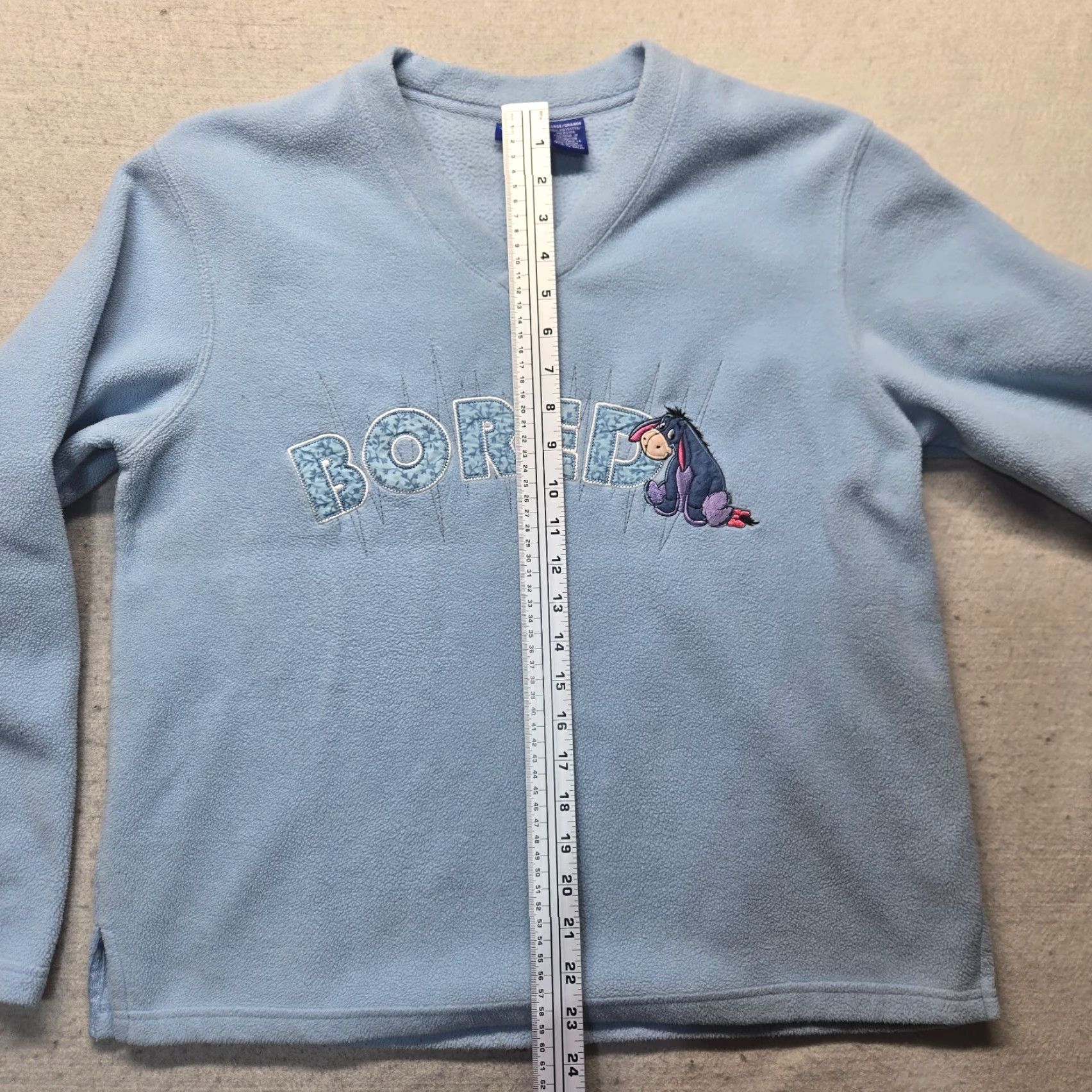Disney VINTAGE Disney Sweatshirt Pullover Fleece Blue Eeyore Women's L V-Neck - Disney, Eeyore-Winnie The Pooh Size L / US 10 / IT 46 - 7 Thumbnail