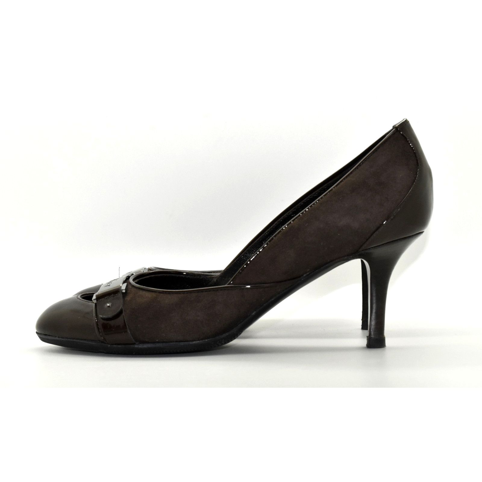 Christian Dior Monsieur CHRISTIAN DIOR Button Escarp 7 Marron Leather Pump Sz 37 Size US 6.5 / IT 36.5 - 3 Thumbnail