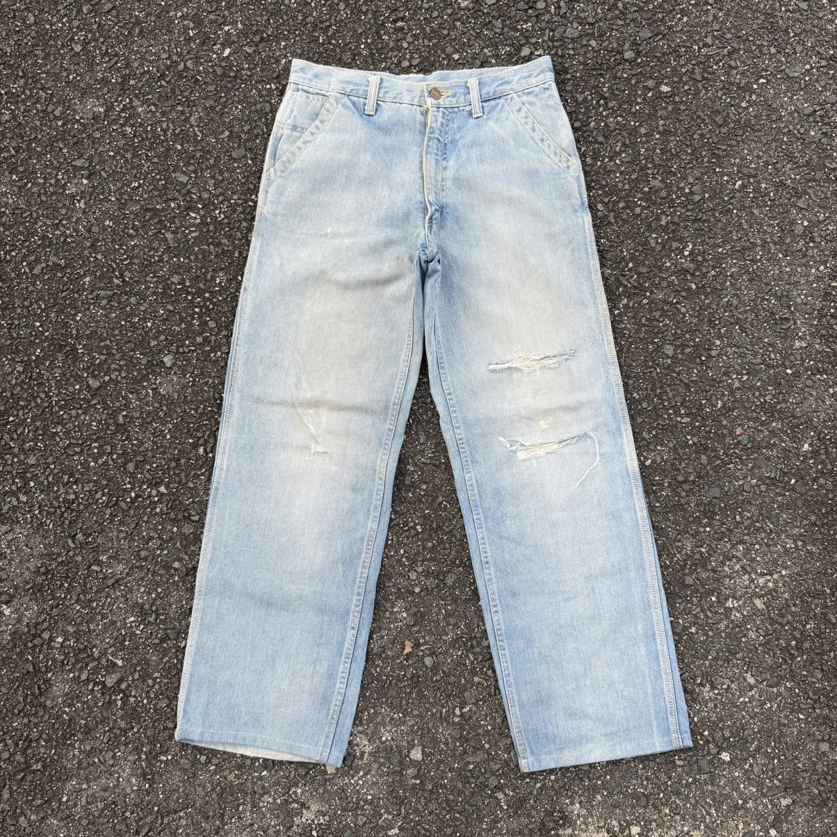 Japan Blue × Jean × Vintage VINTAGE BLUE WAY STRAIGHT FADED RIPPEP JEAN PANTS Size US 32 / EU 48 - 2 Thumbnail